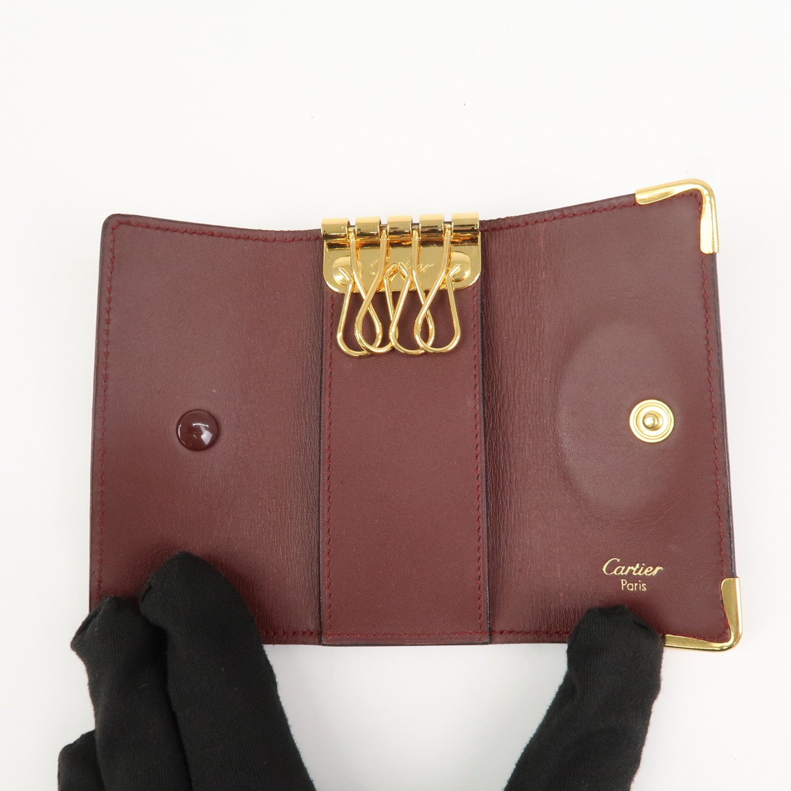 Cartier Must de Cartier Must Line Leather 4 Rings Key Case Bordeaux