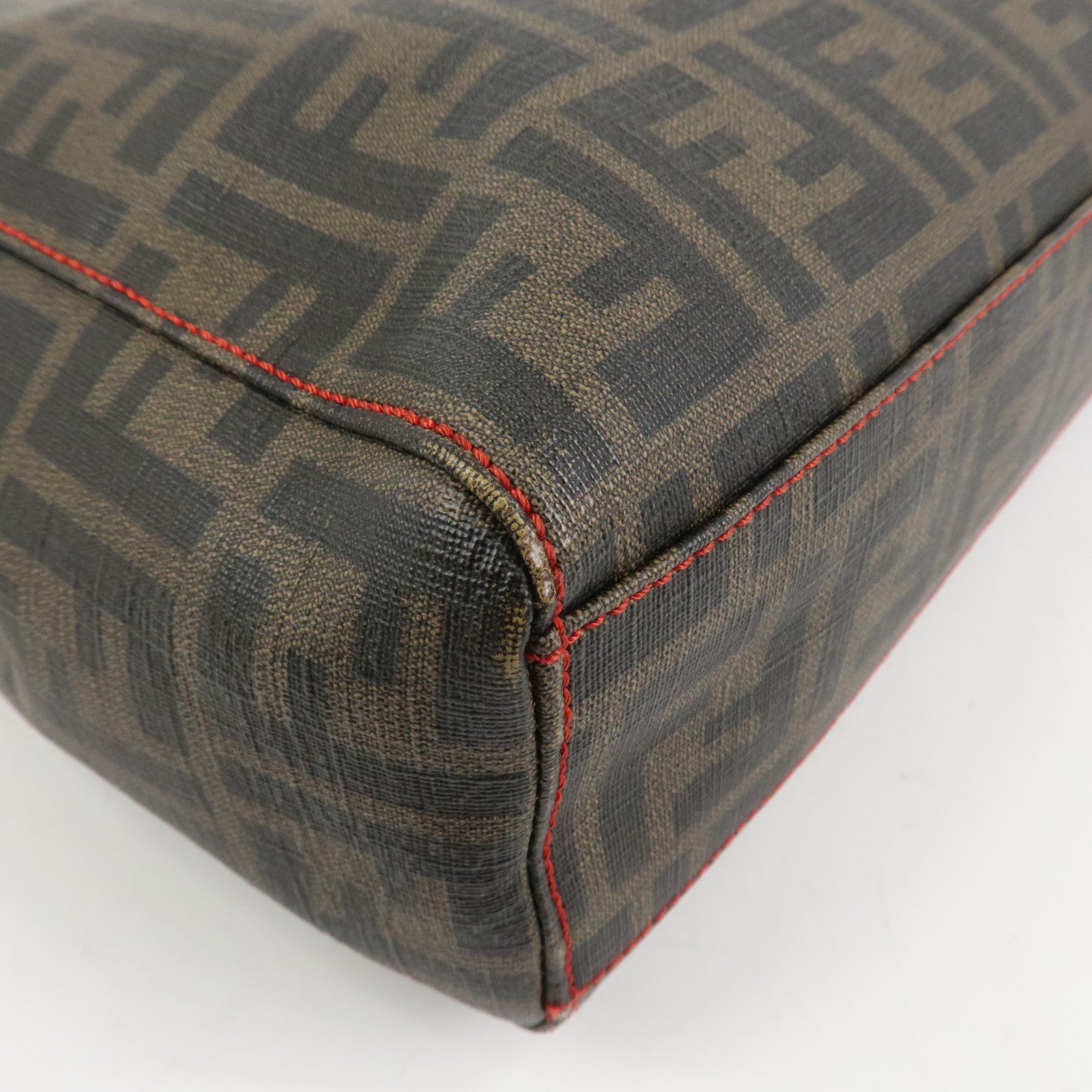 FENDI Zucca PVC Canvas Tote Bag Shoulder Bag Brown Black 8BH211