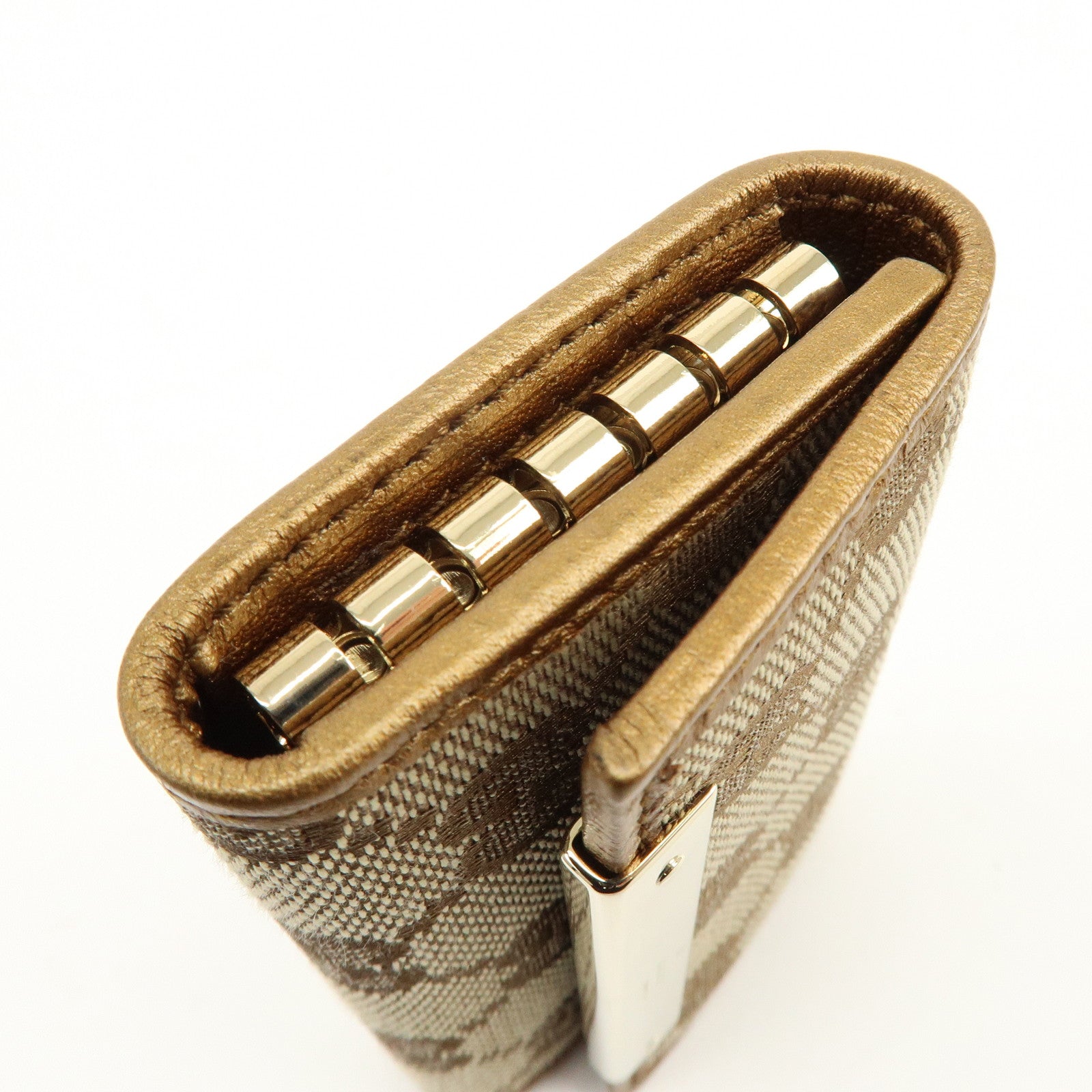 GUCCI GG Canvas Leather 6 Ring Key Case Beige Brown 127048