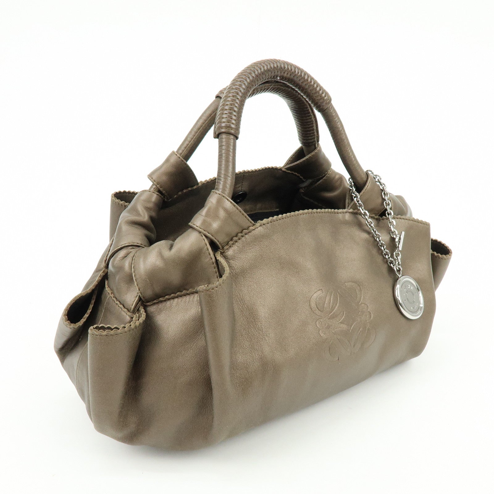 LOEWE Anagram Nappa Aire Nappa Leather Hand Bag Brown