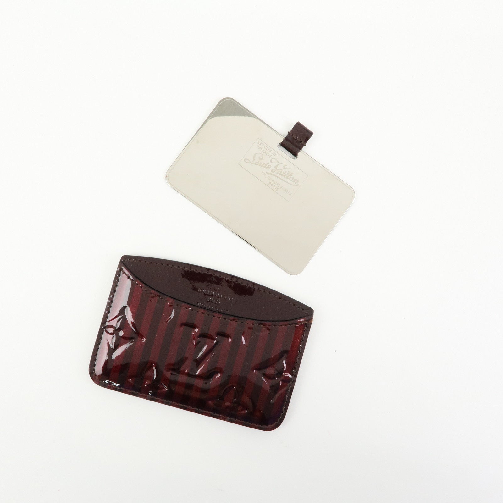 Louis Vuitton Rayures Vernis Etui Miroir Card Case Amarante PM91709