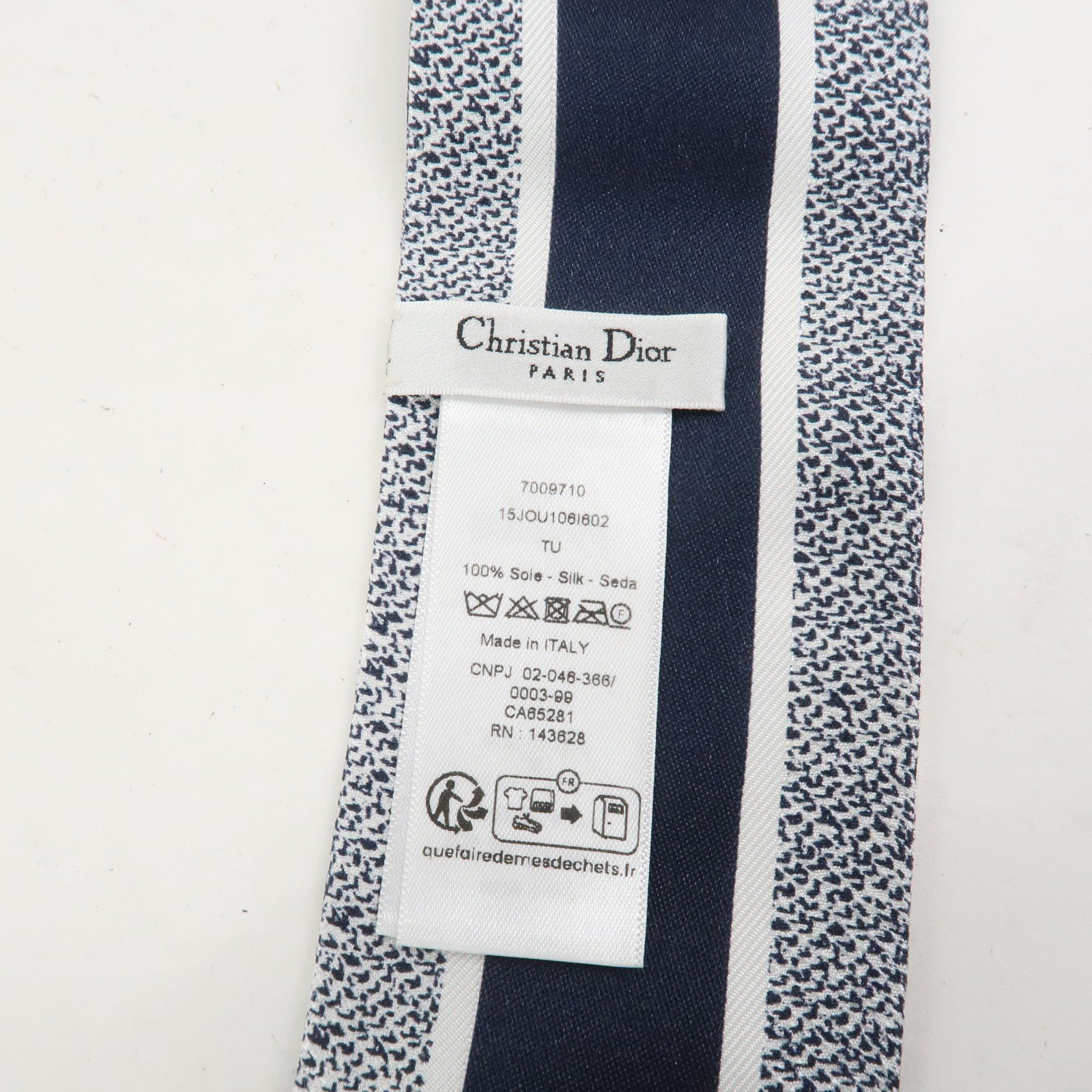 Christian Dior Mitzah Animal Motif Silk 100% Scarf White Navy