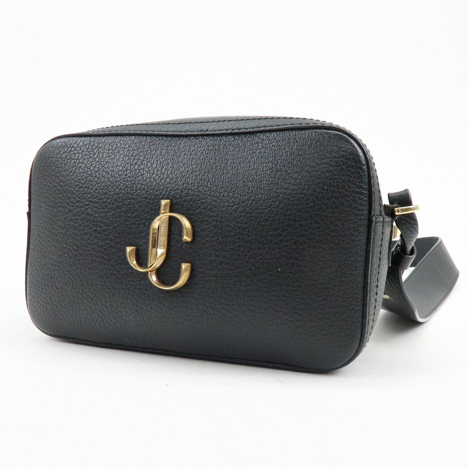 JIMMY CHOO VARENNE Leather Shoulder Bag Crossbody Bag Black