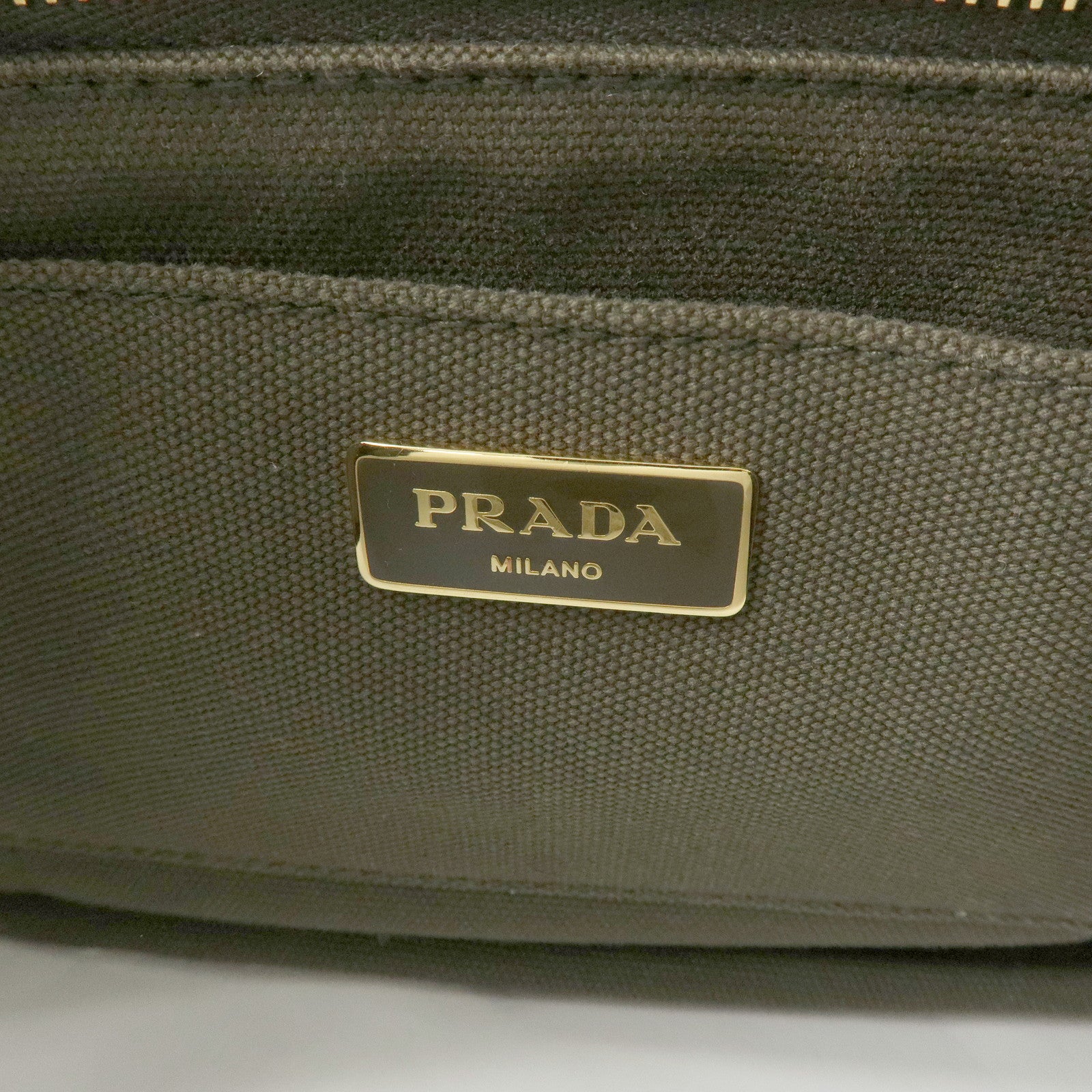 PRADA Canapa Mini Canvas Tote Bag Hand Bag Khaki BN2439