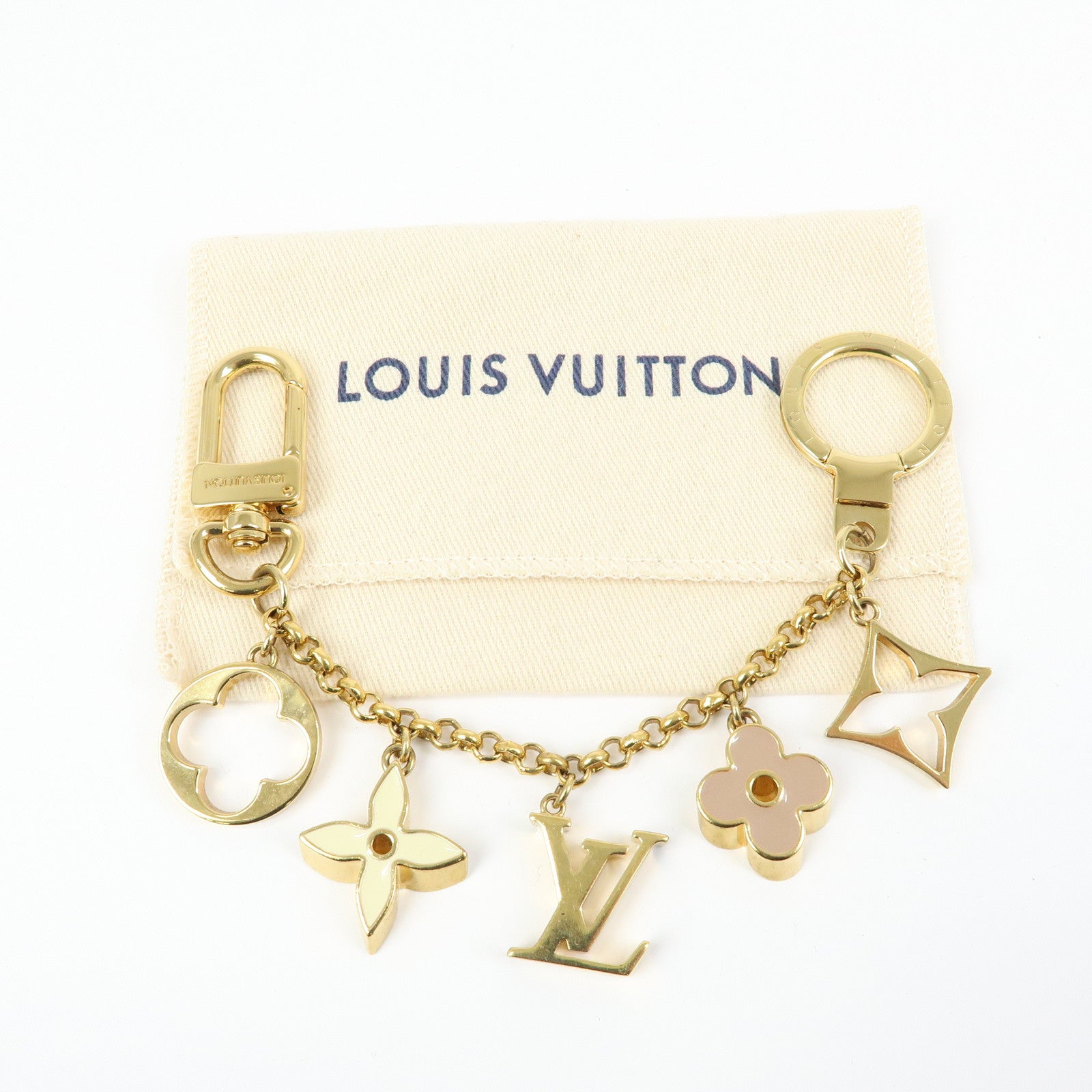 Louis Vuitton Fleur de Monogram Bag Charm Key Chain Gold M65111
