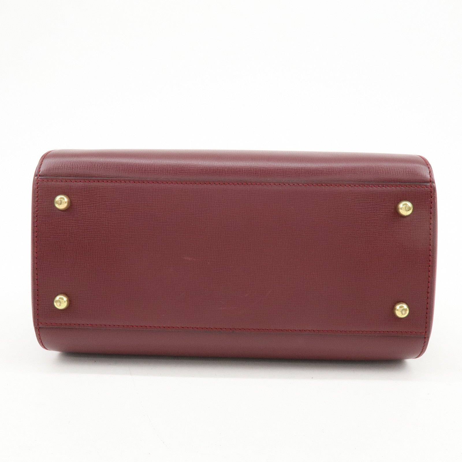 Cartier Must de Cartier Leather Boston Bag Hand Bag Bordeaux