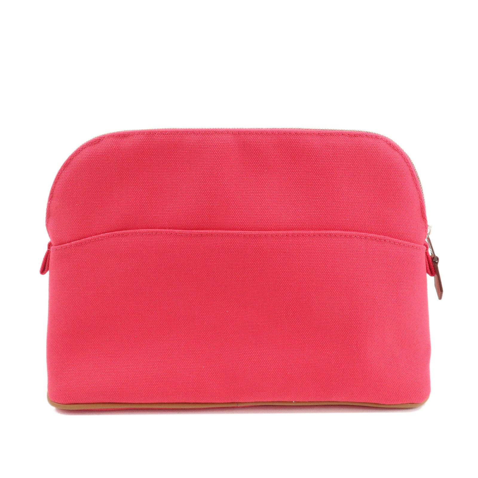HERMES Canvas Leather Bolide Pouch MM Cosmetic Pouch Pink Used