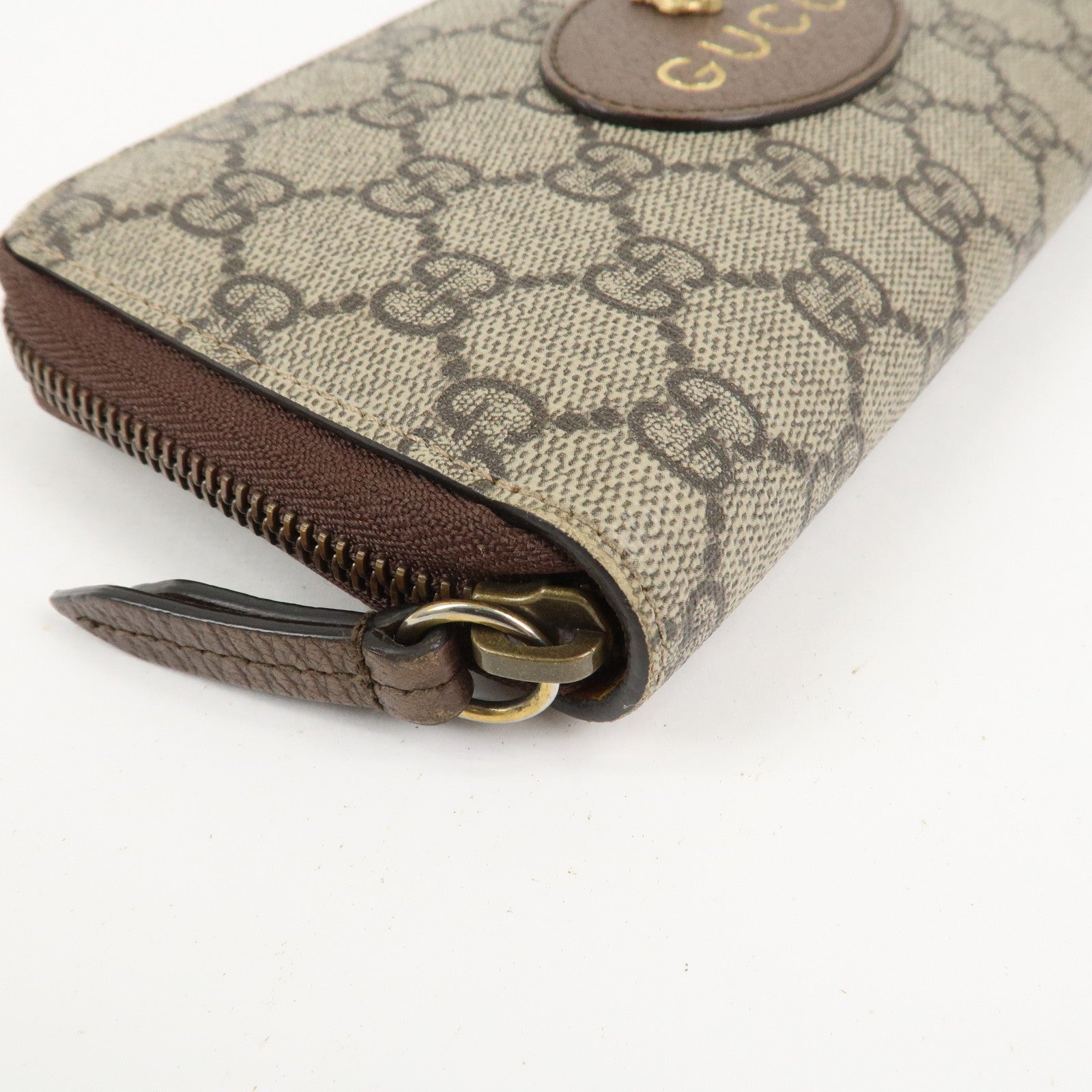 GUCCI Neo Vintage GG Supreme Round Zippy Long Wallet Beige 473953