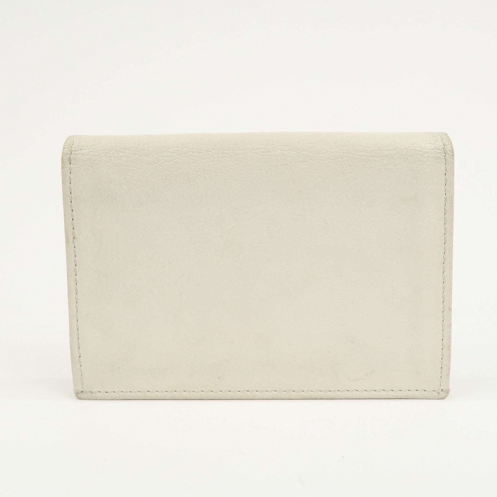BALENCIAGA Logo Leather Card Case Card Holder Ivory 253050