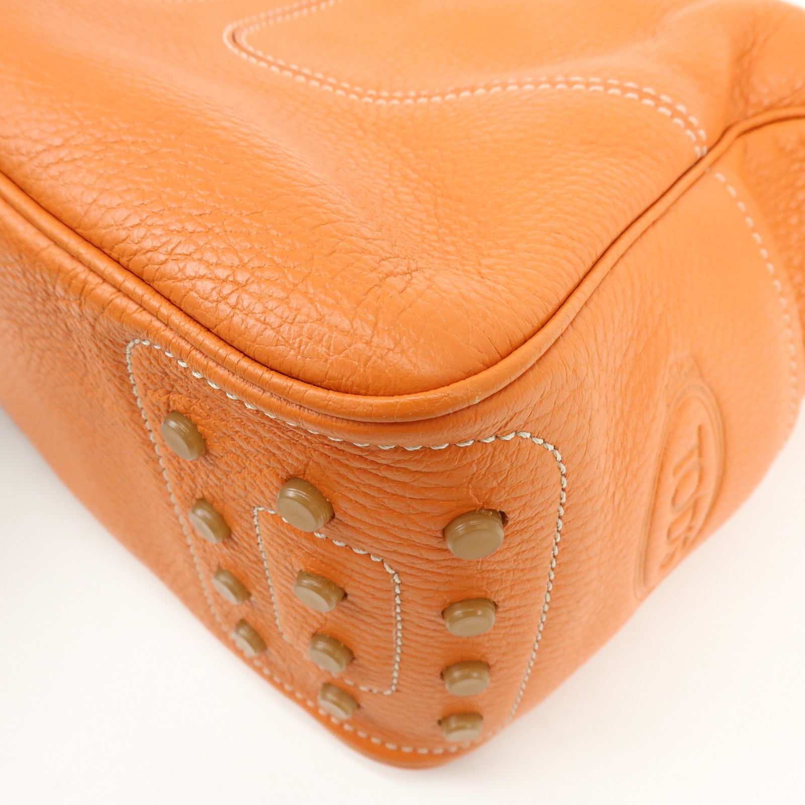 TOD'S Miky Leather Shoulder Bag Hand Bag Orange