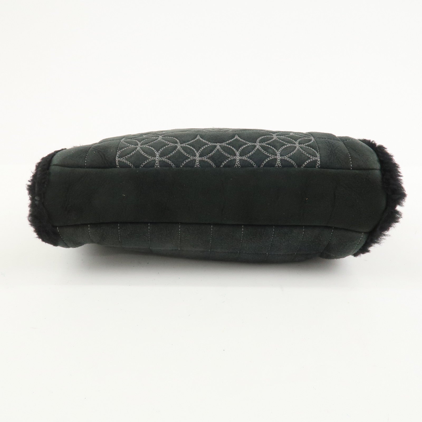 CHANEL Mouton Leather Chain Shoulder Bag Hand Bag Black Silver