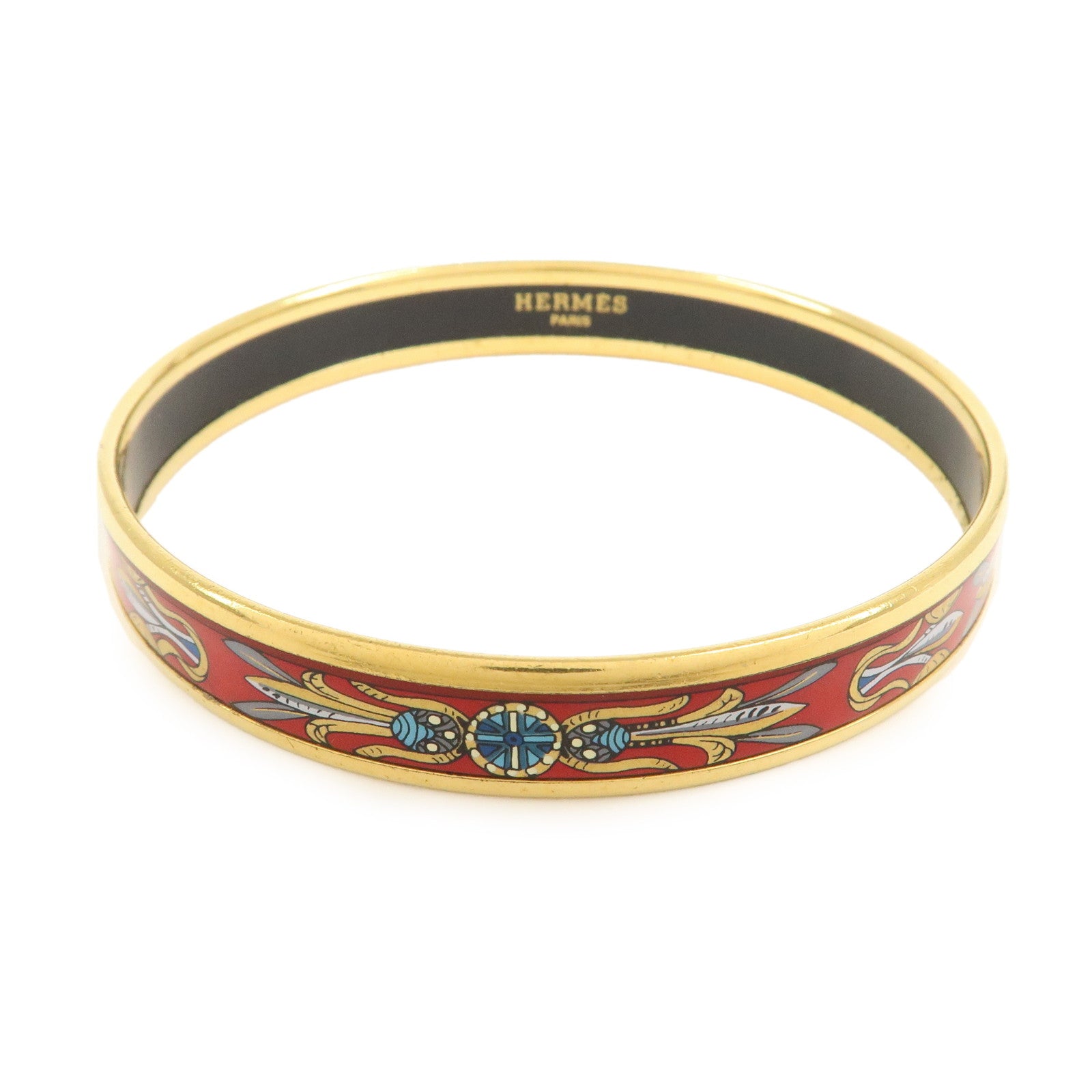 HERMES Email PM Metal Bracelet Bangle Red Gold
