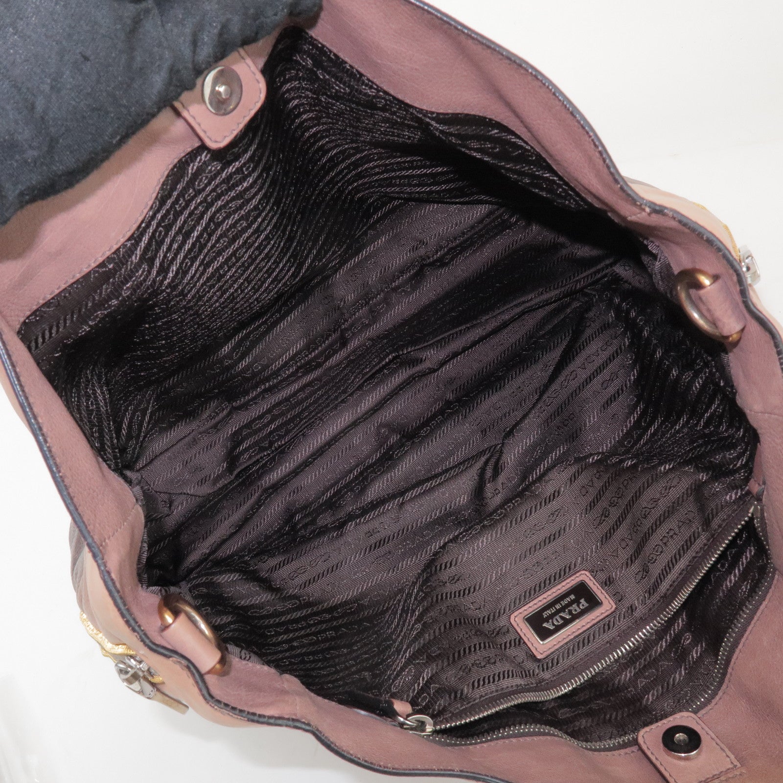 PRADA Leather 2Way Bag Hand Bag Shoulder Bag Brown BN1592