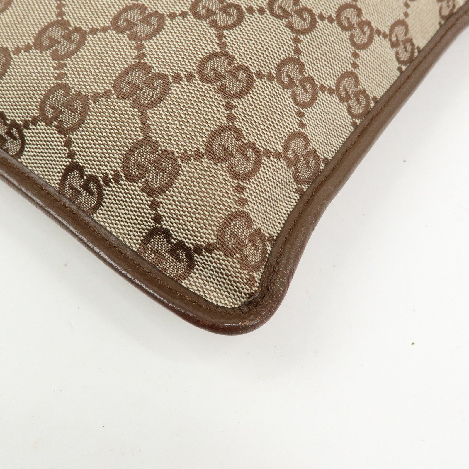 GUCCI GG Canvas Leather Shoulder Bag Crossbody Bag Brown 27639