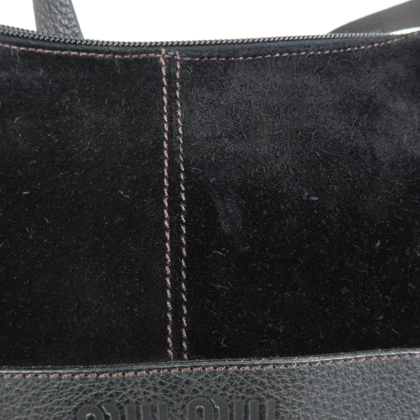 MIU MIU Suede Leather Shoulder Bag Crossbody Bag Black
