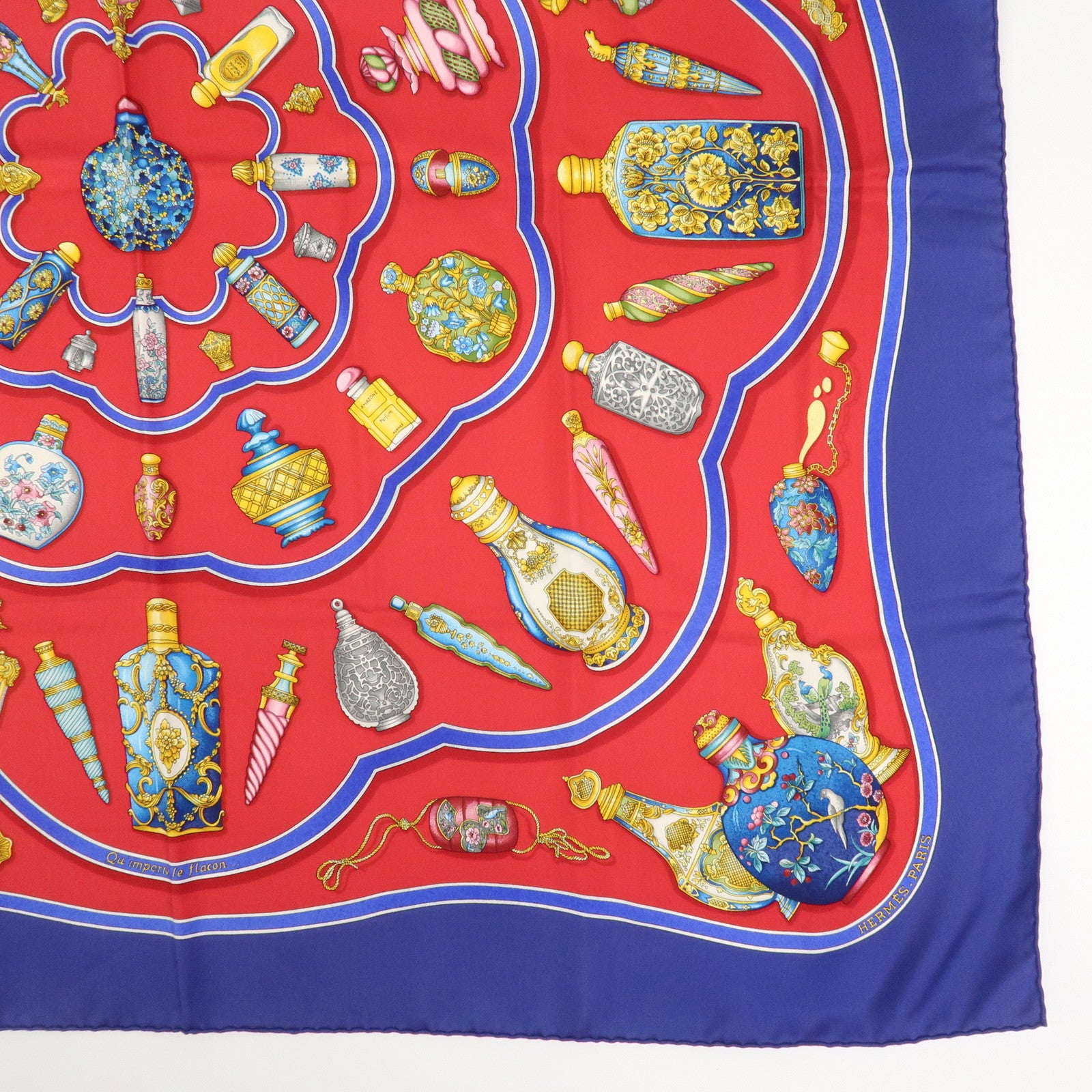 HERMES Carre 90 Silk 100% Scarf Pourvu qu'on ait l'ivresse Navy Red