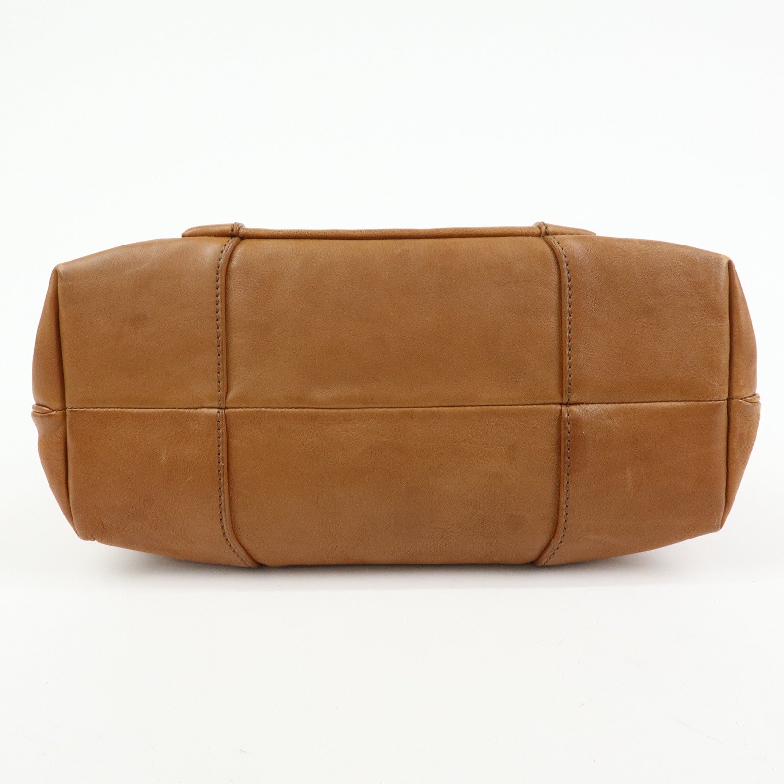 CELINE Logo Leather Boogie Bag Hand Bag Tote Bag Brown