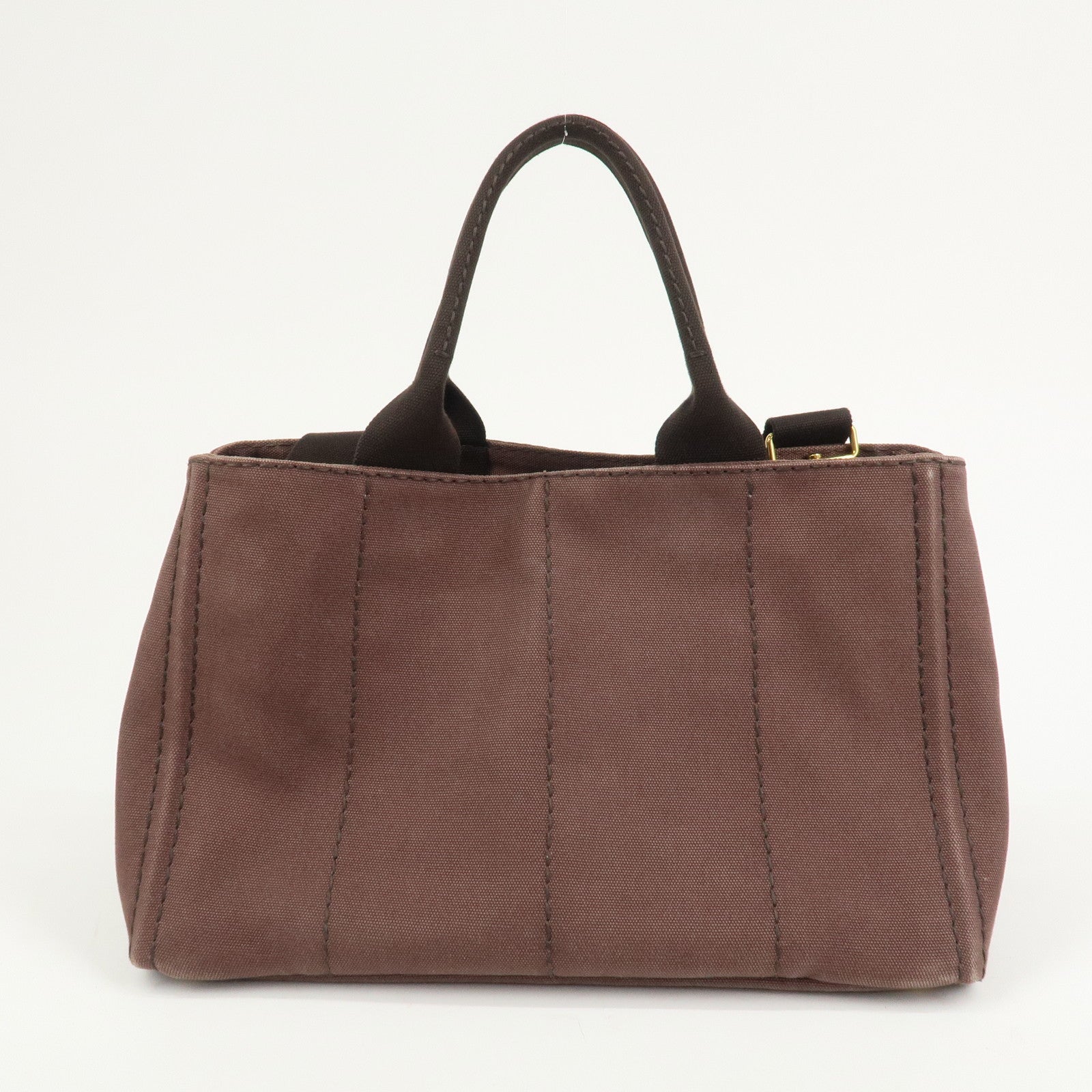 PRADA Logo Canapa Canvas 2Way Bag Hand Bag Brown BN2642