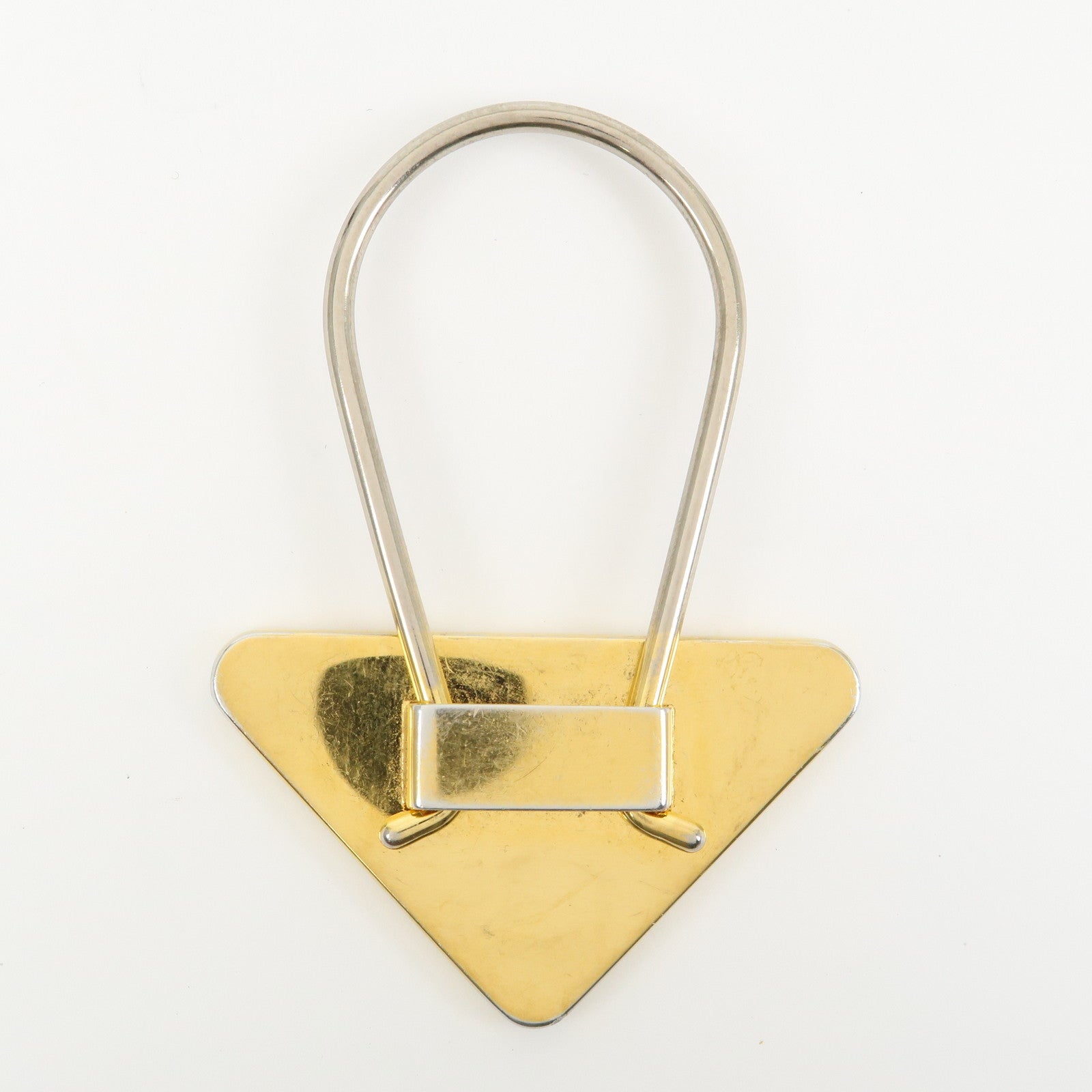 PRADA Triangle Logo Metal Bag Charm Key Charm Black Gold