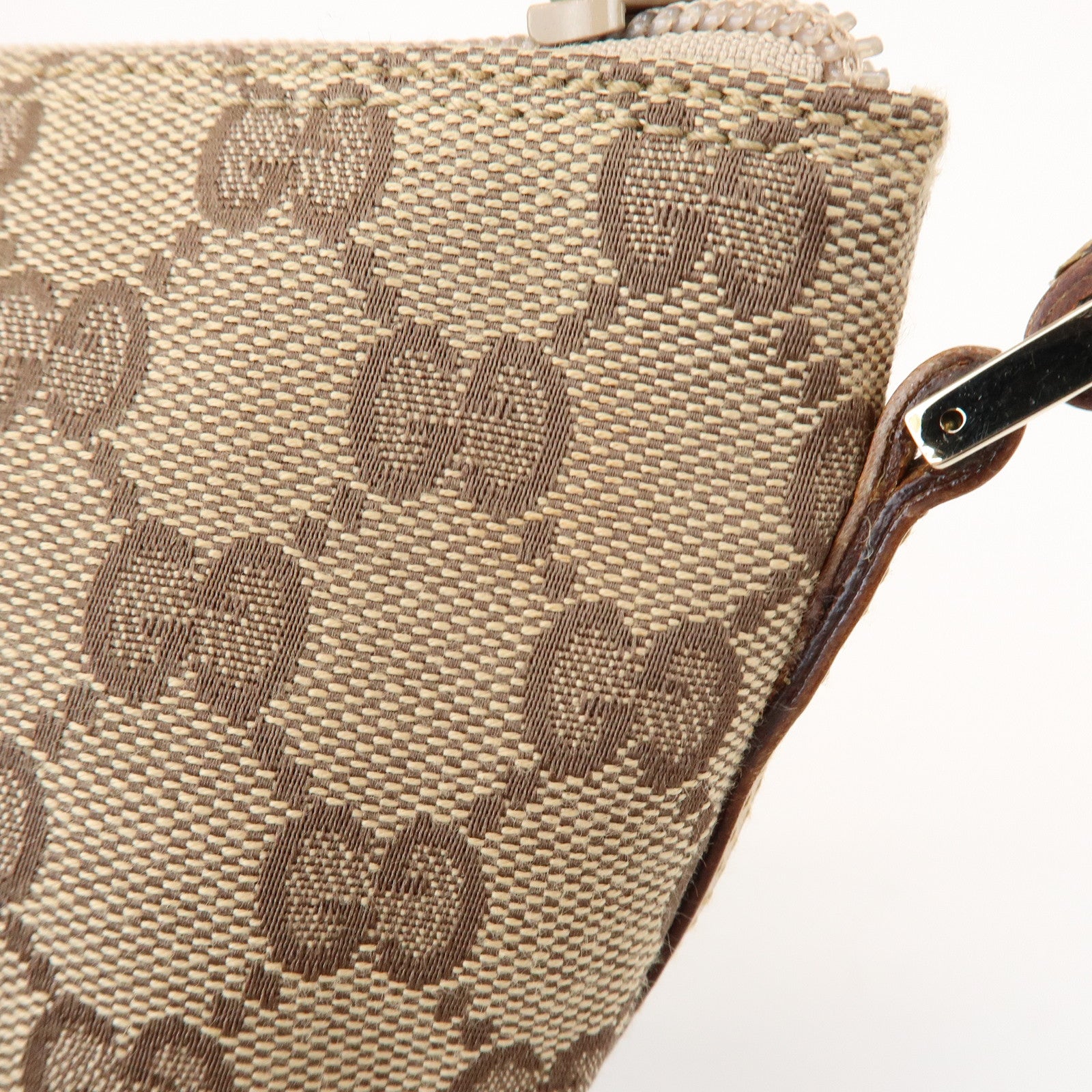 GUCCI Boat Bag GG Canvas Leather Accessory Pouch Hand Bag 039・1103