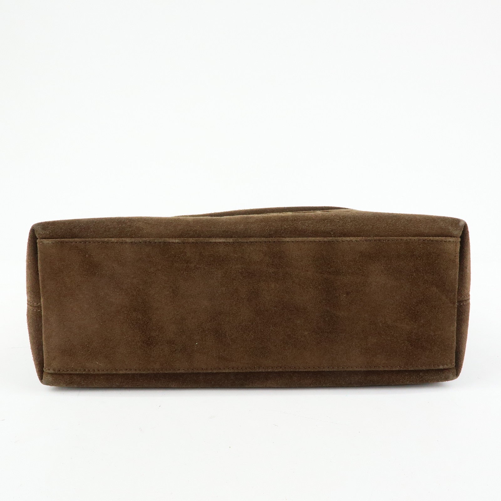 CHANEL Logo Suede Tote Bag Shoulder Bag Brown