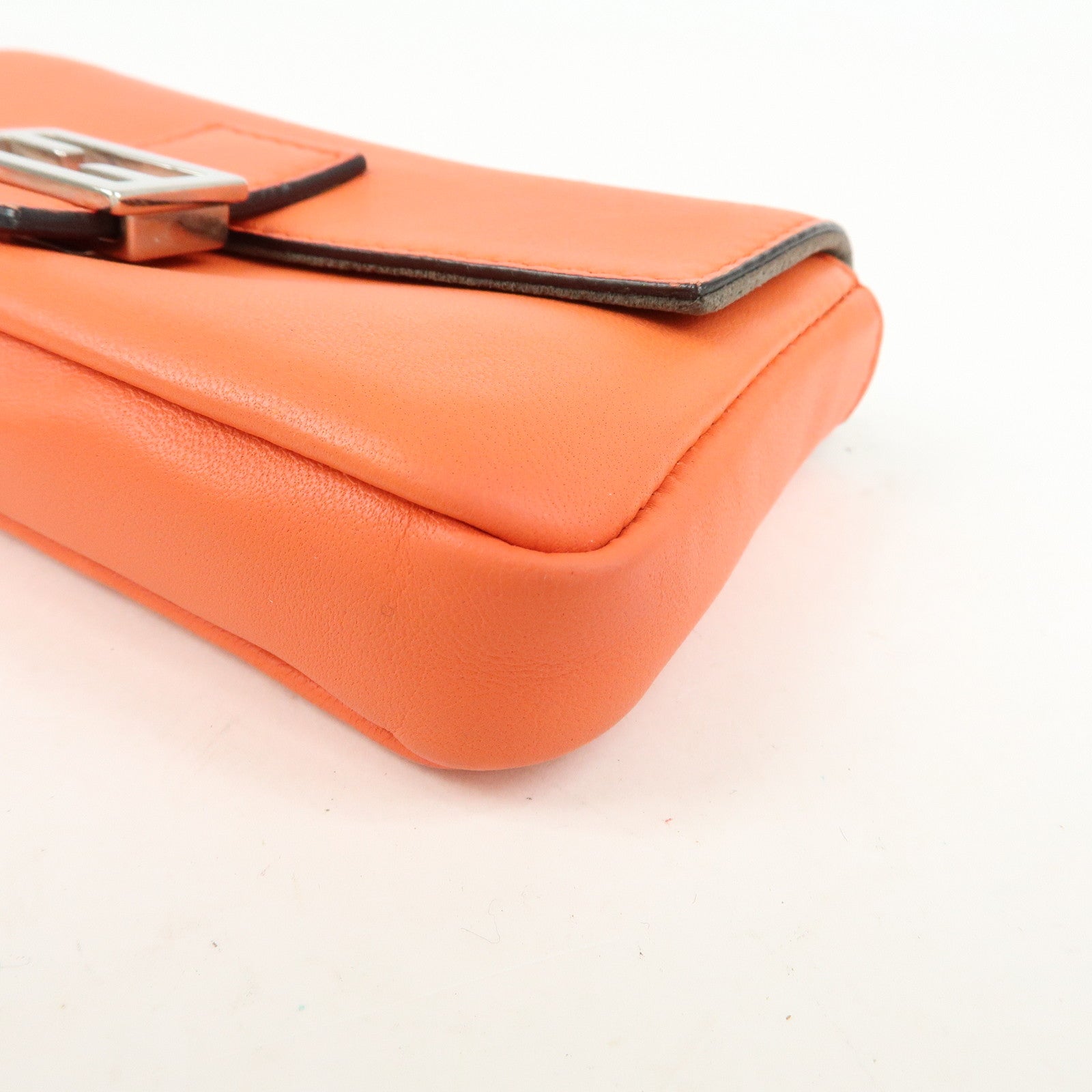 FENDI Micro Baguette 2Way Shoulder Bag Crossbody Bag Orange 8M0354