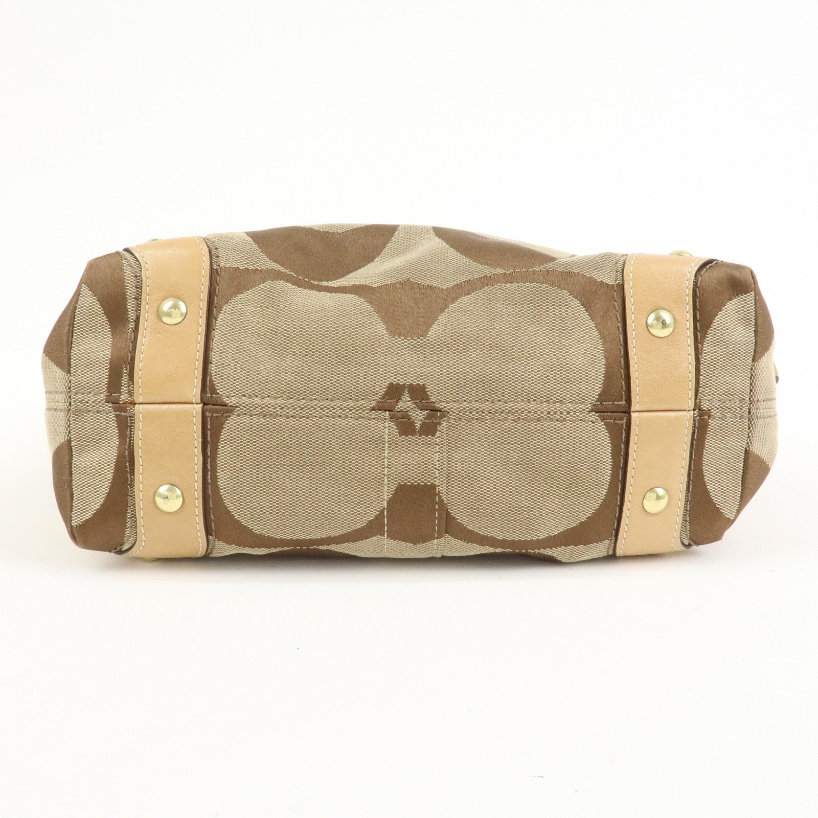 COACH Signature Canvas Leather Shoulder Hand Bag Beige