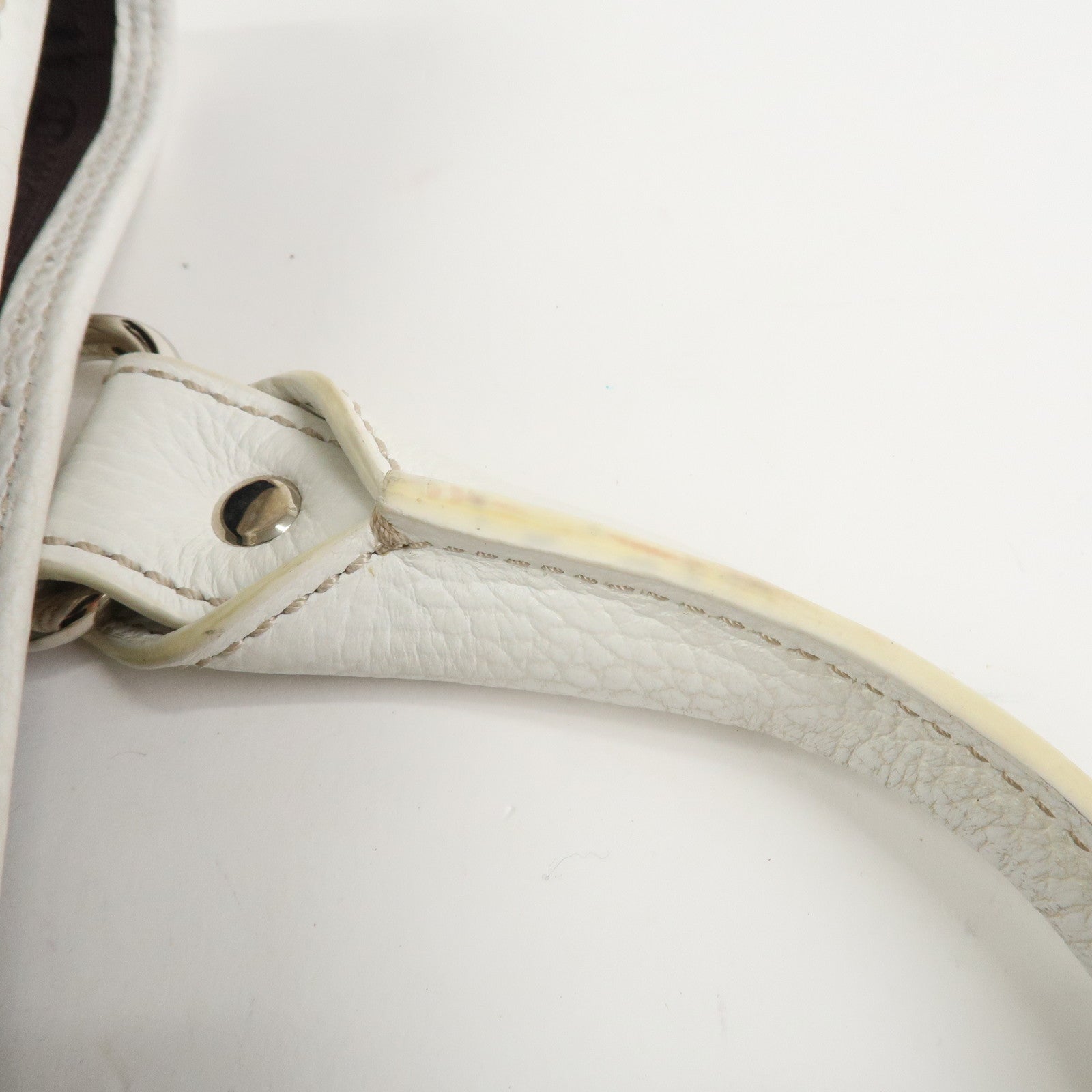 CELINE Macadam Canvas Leather Boogie Bag Hand Bag Light Blue White