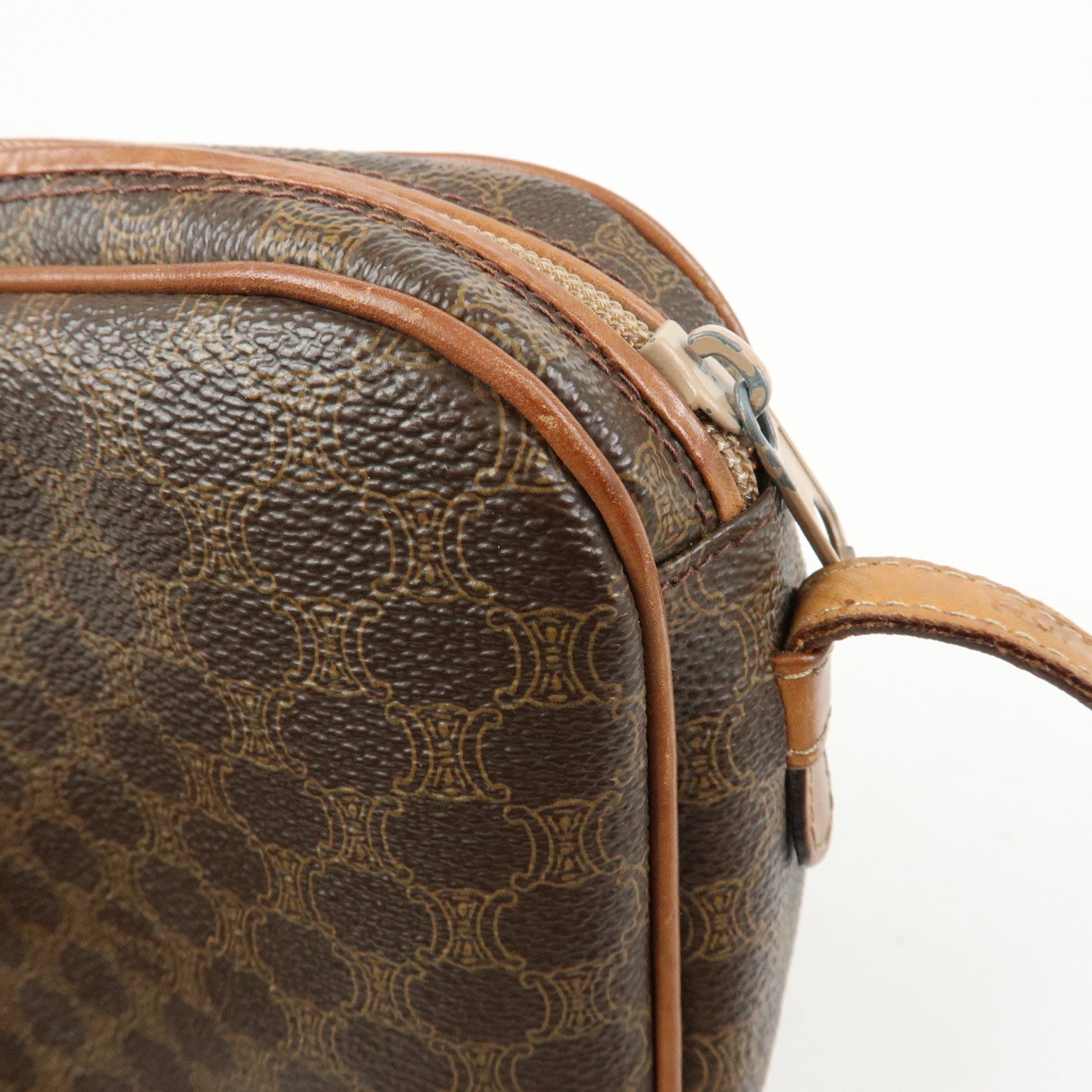 CELINE Macadam PVC Leather Shoulder Bag Crossbody Bag Brown