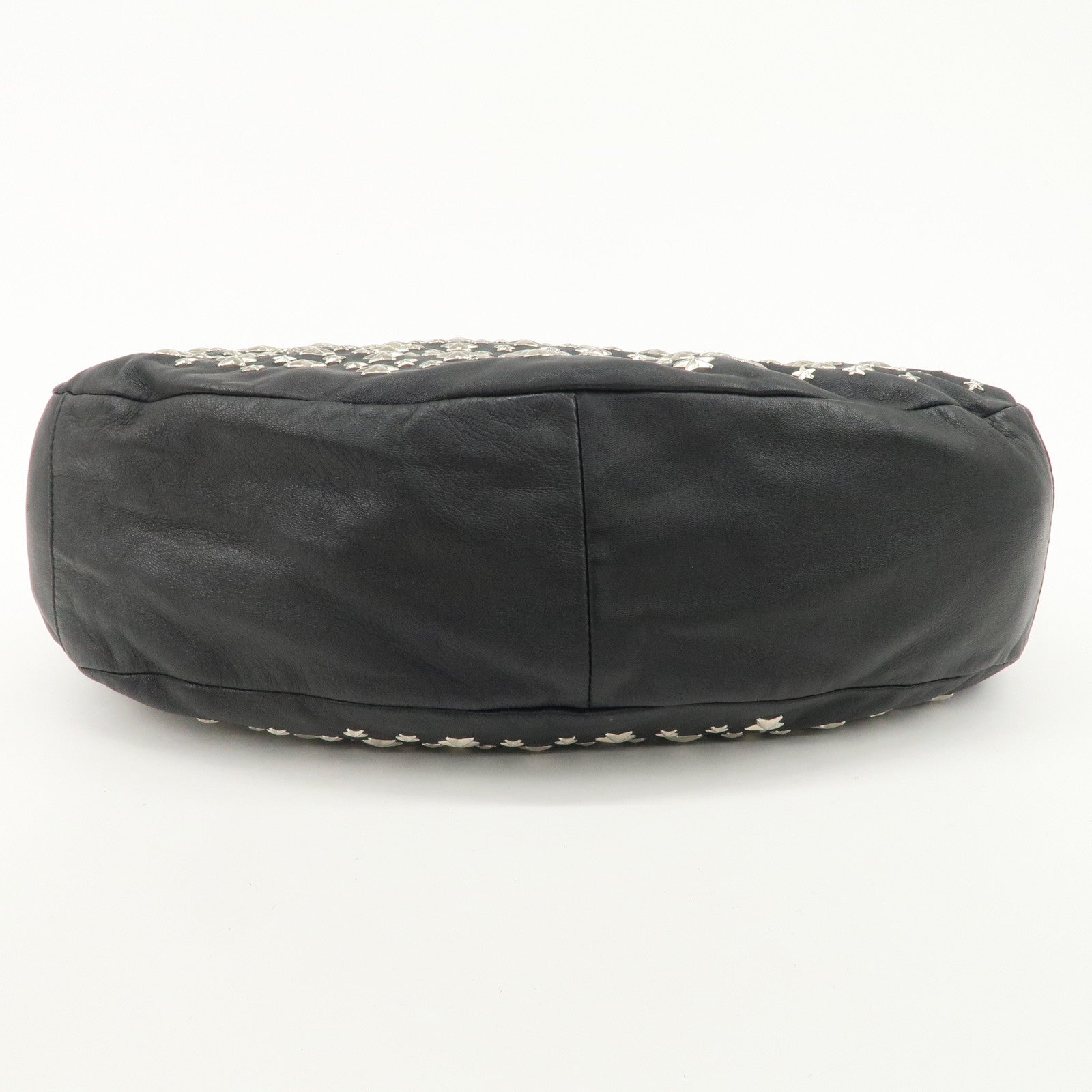 JIMMY CHOO Sky Bag Studs Leather Shoulder Bag Black