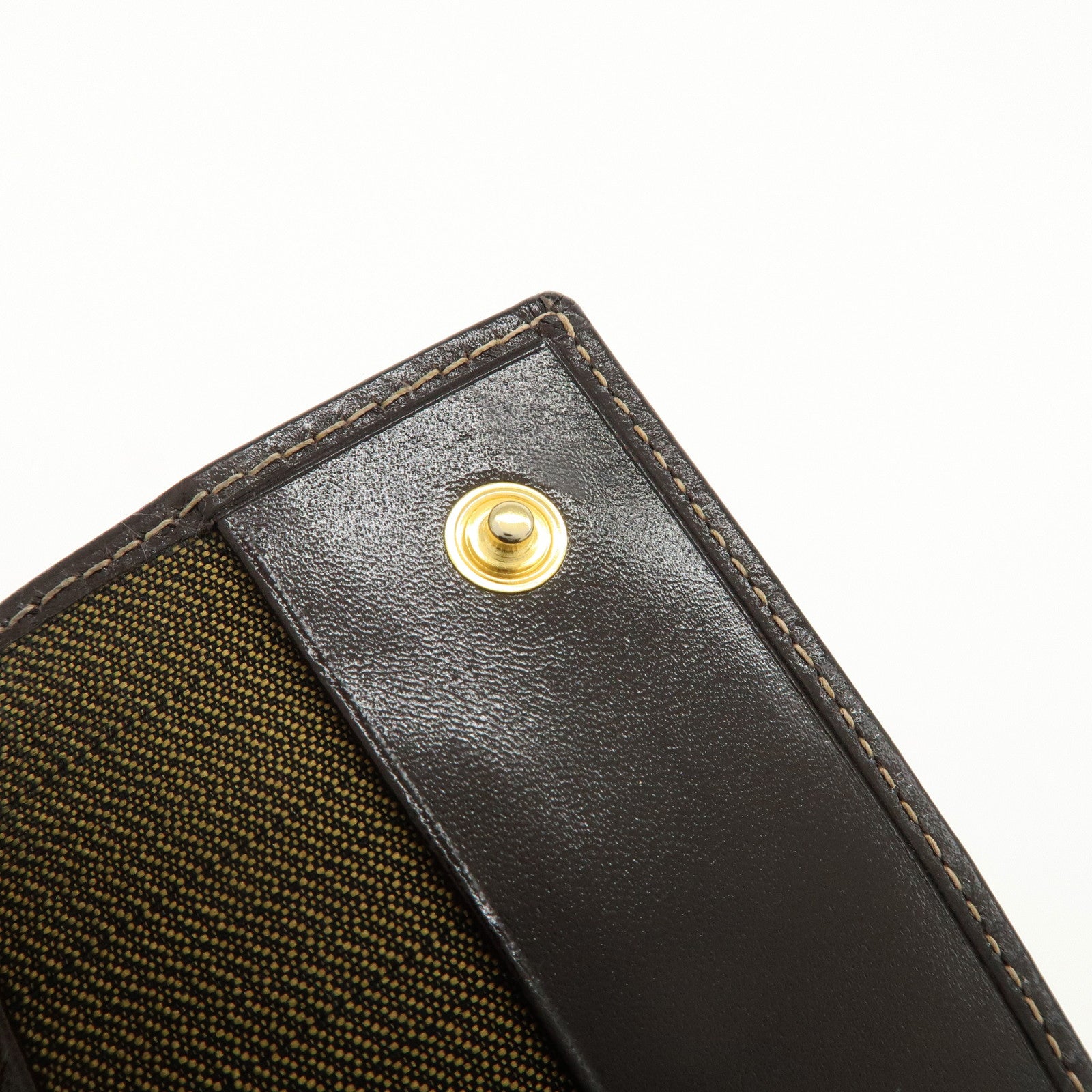 FENDI Zucca Canvas Leather 6 Ring Key Case Brown Black 10163