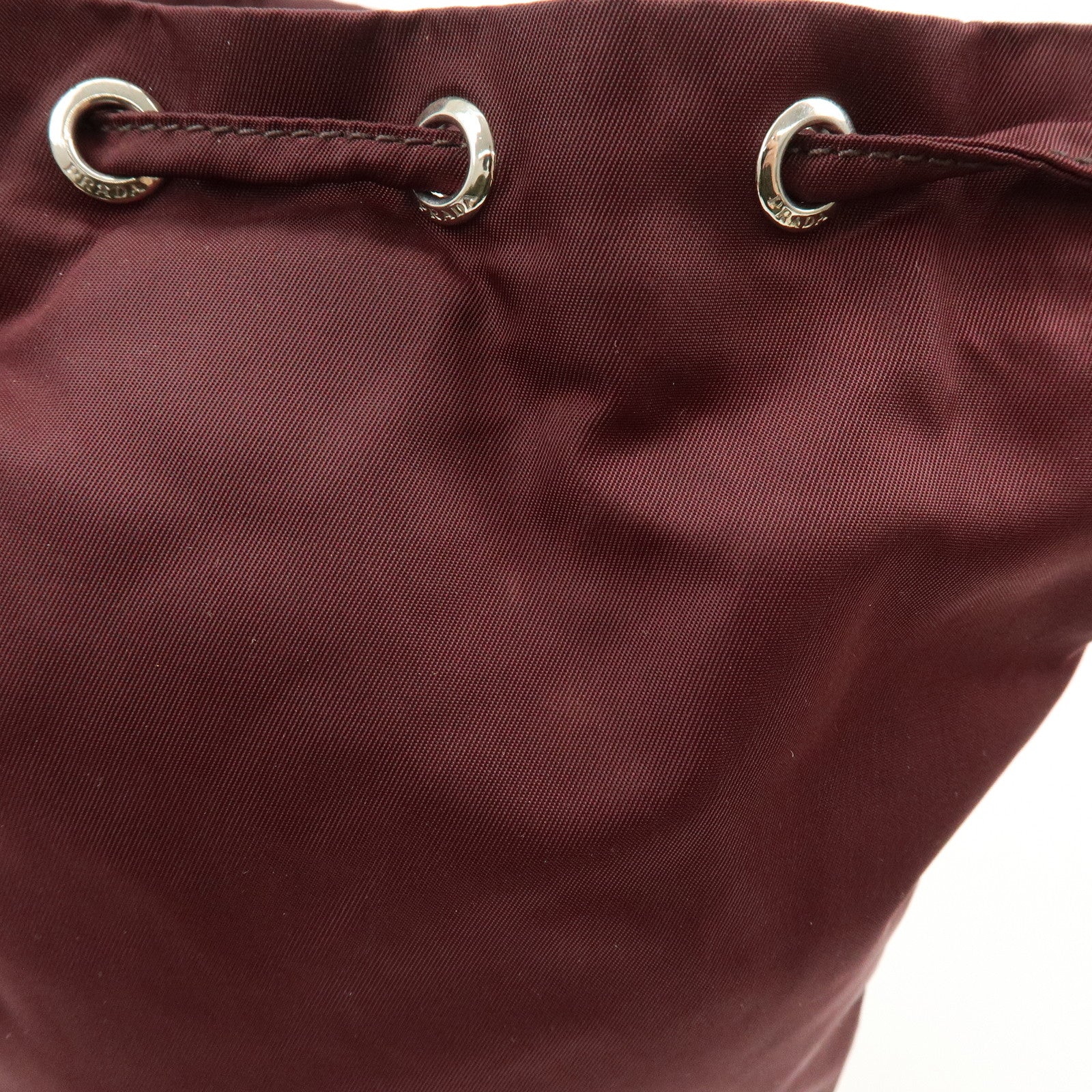 PRADA Triangle Logo Nylon Saffiano Leather Drawstring Pouch Bag