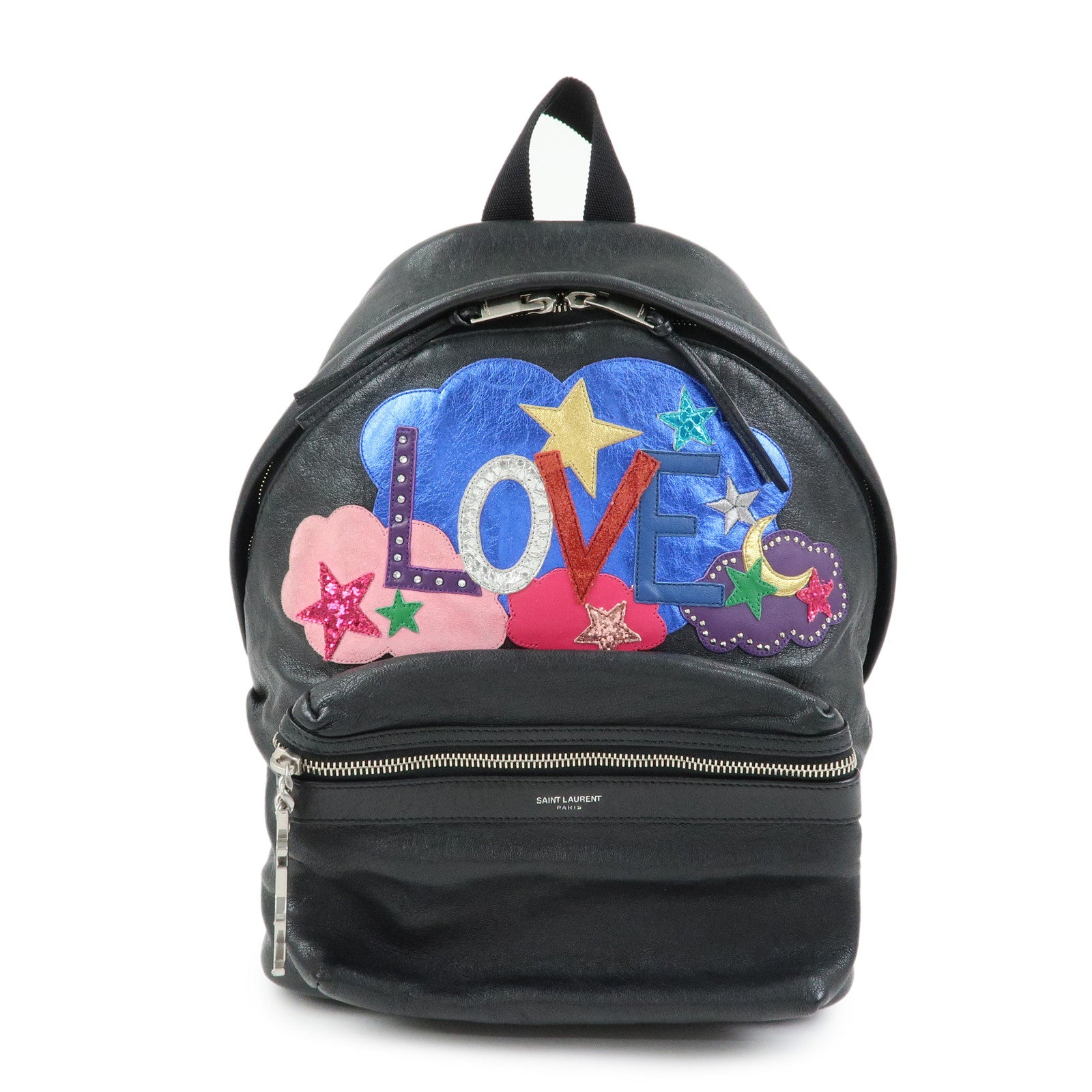 SAINT LAURENT PARIS CIty Leather Back Pack Ruck Sack Black