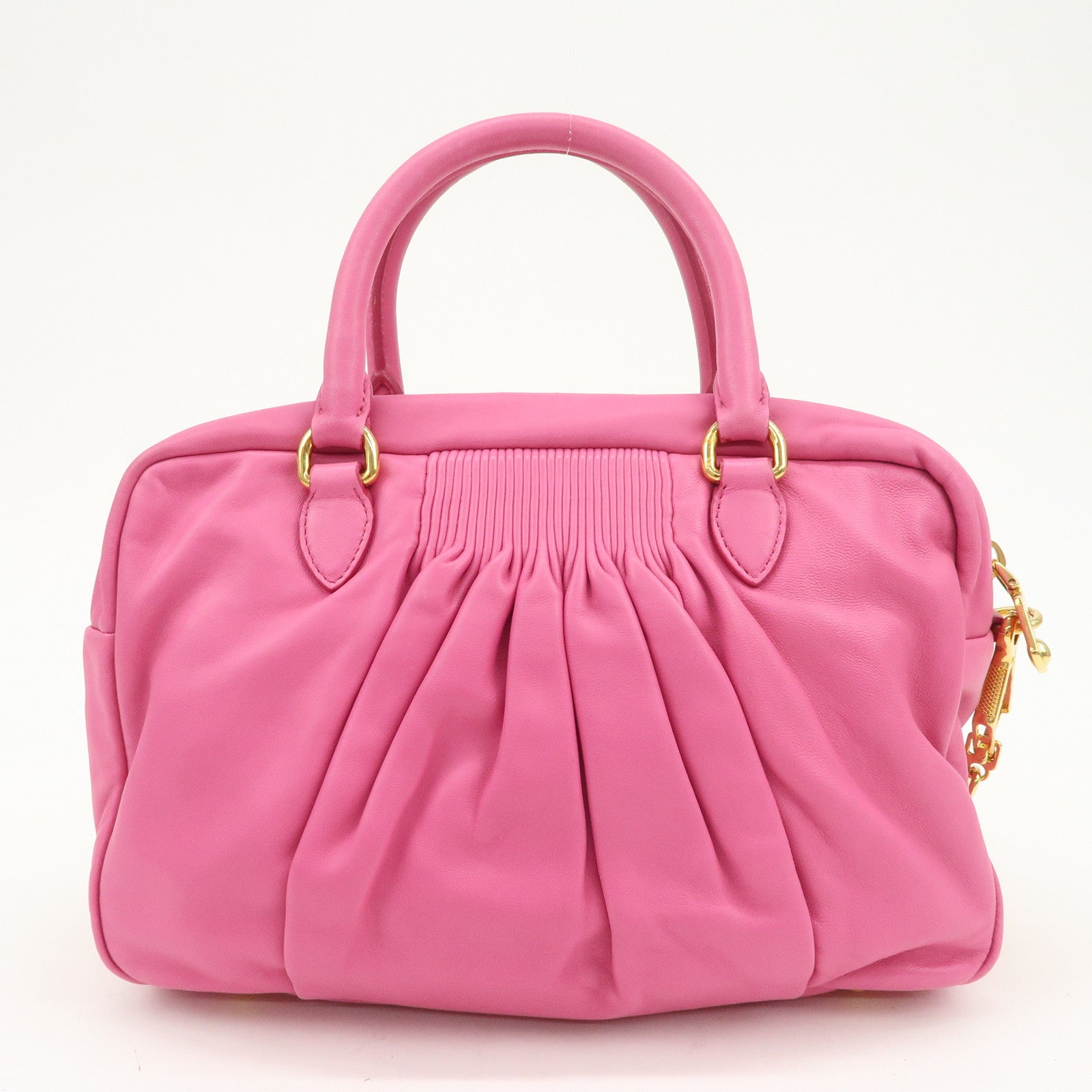 MIU MIU Logo Leather 2Way Bag Hand Bag Shoulder Bag Pink RL0048