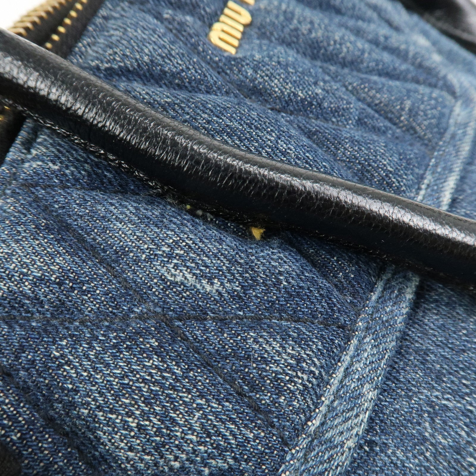 MIU MIU Biker Denim 2Way Hand Bag Shoulder Bag Blue RN1031