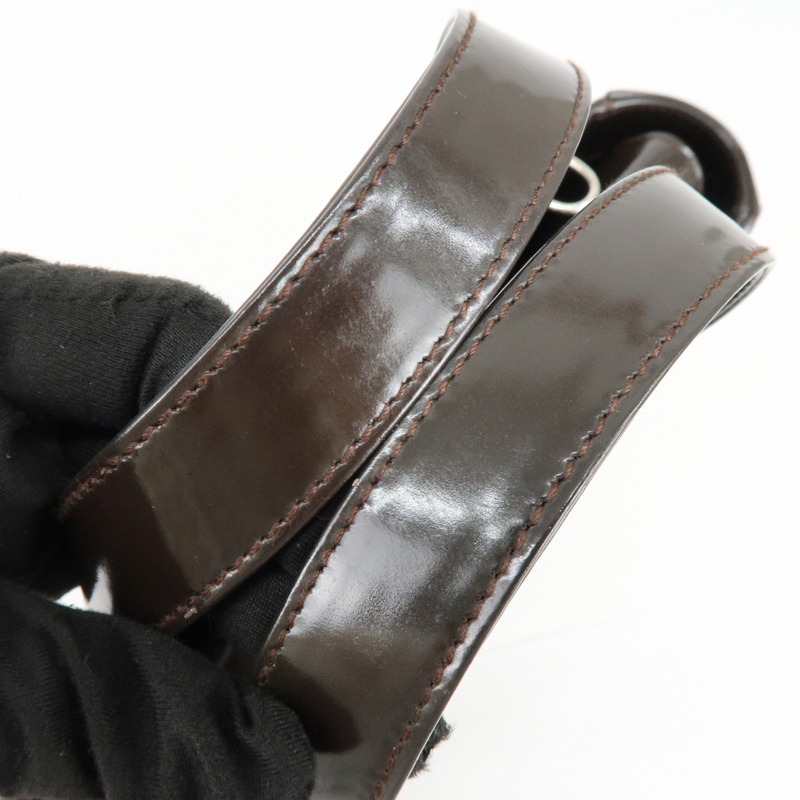 GUCCI Interlocking G Patent Leather 2Way Bag Dark Brown 000・2058