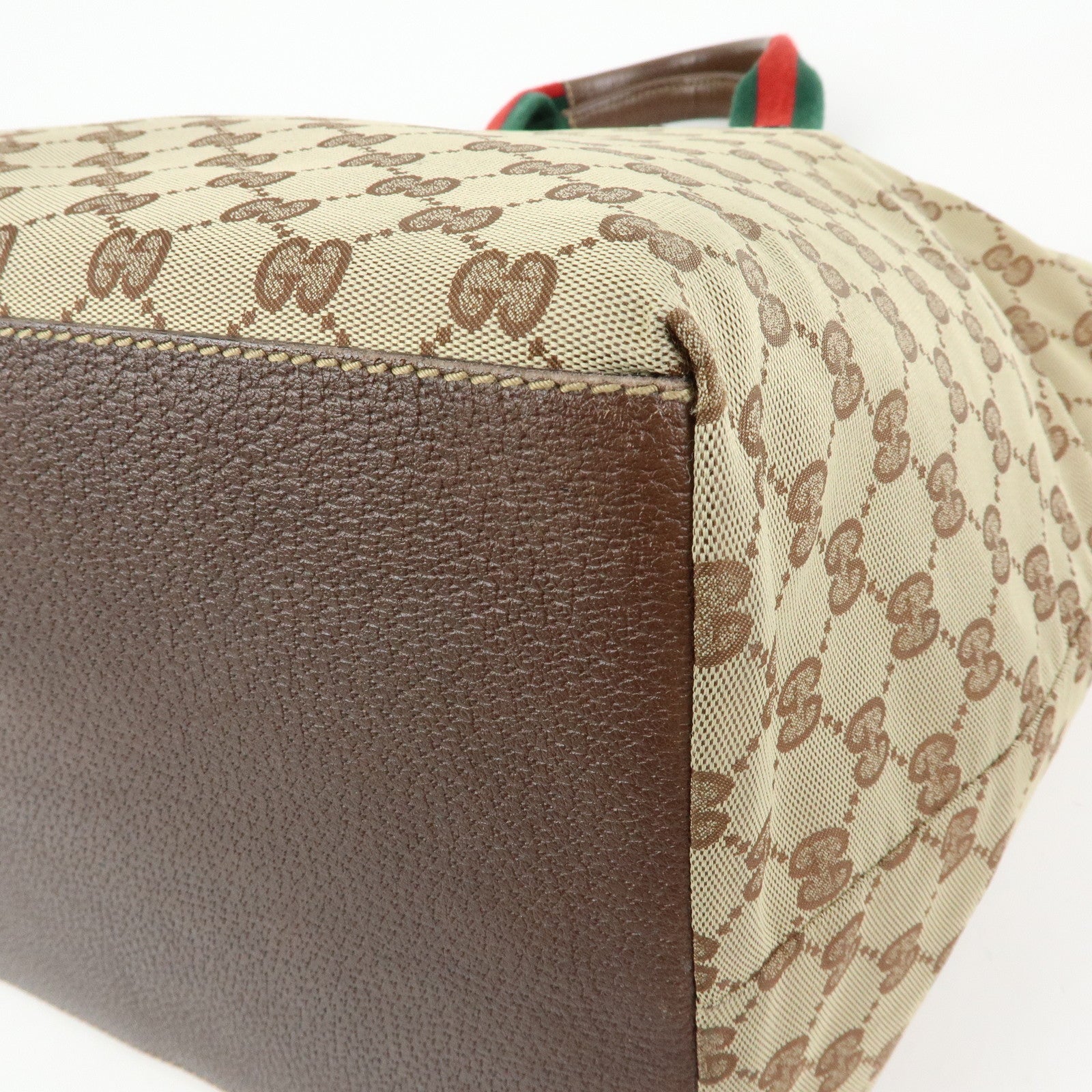 GUCCI Sherry GG Canvas Leather Tote Bag Hand Bag Beige Brown 131231