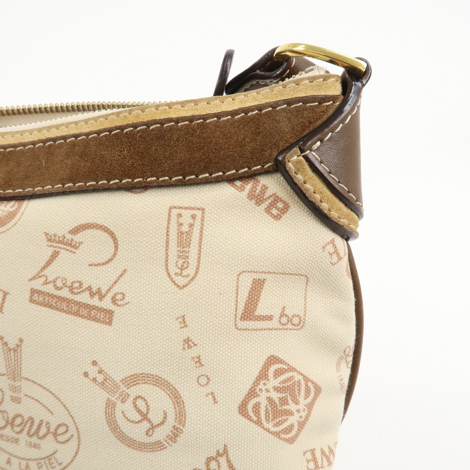 LOEWE Anagram Canvas Suede Leather Shoulder Bag 160th Anniversary