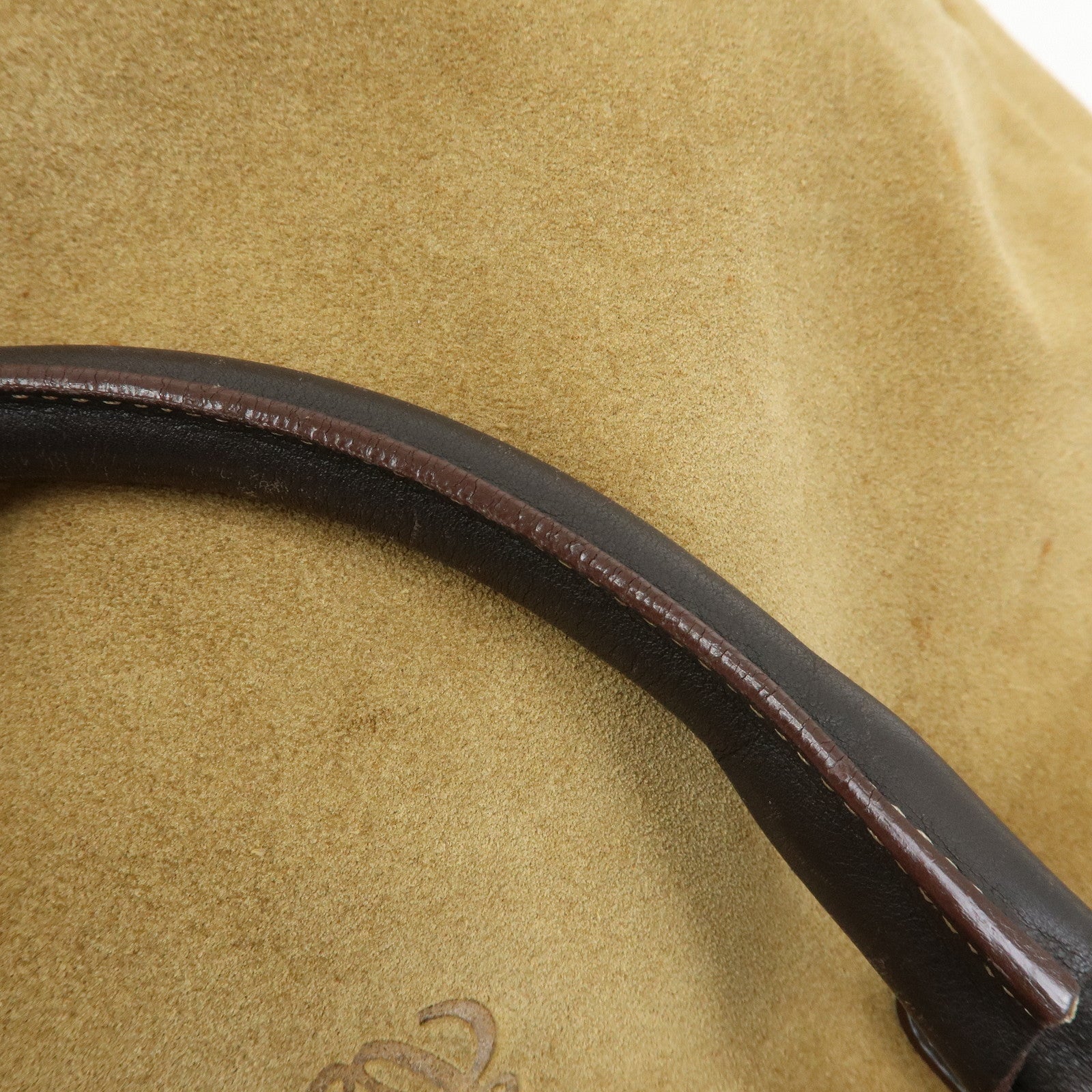 LOEWE Anagram Suede Leather Tote Bag Hand Bag Brown Authentic Used F/S