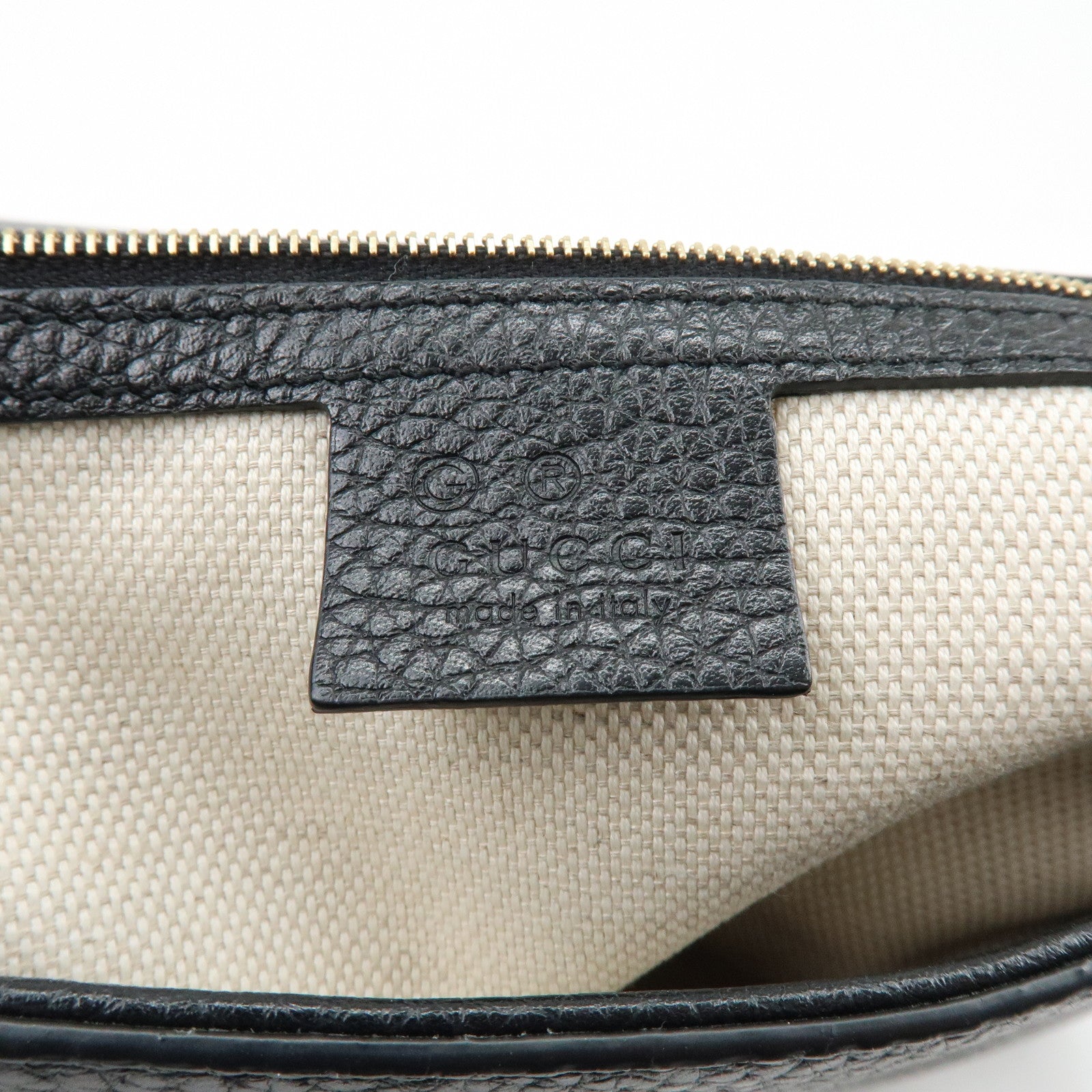 GUCCI SOHO Interlocking G Leather Chain Shoulder Bag Black 536224