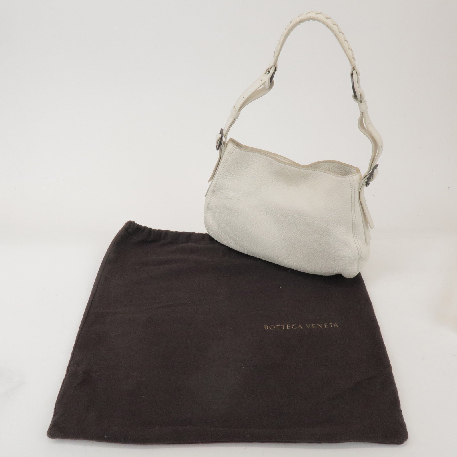 BOTTEGA VENETA Cervo Leather Shoulder Bag Hand Bag White 133507