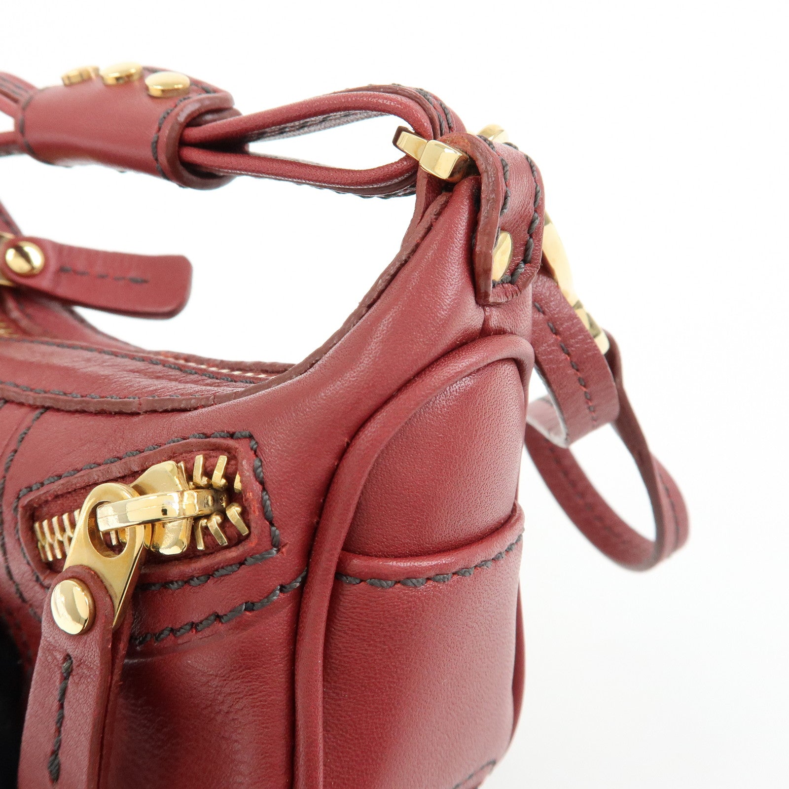 TOD’S Miky Leather Bag Charm Key Charm Key Holder Wine Red