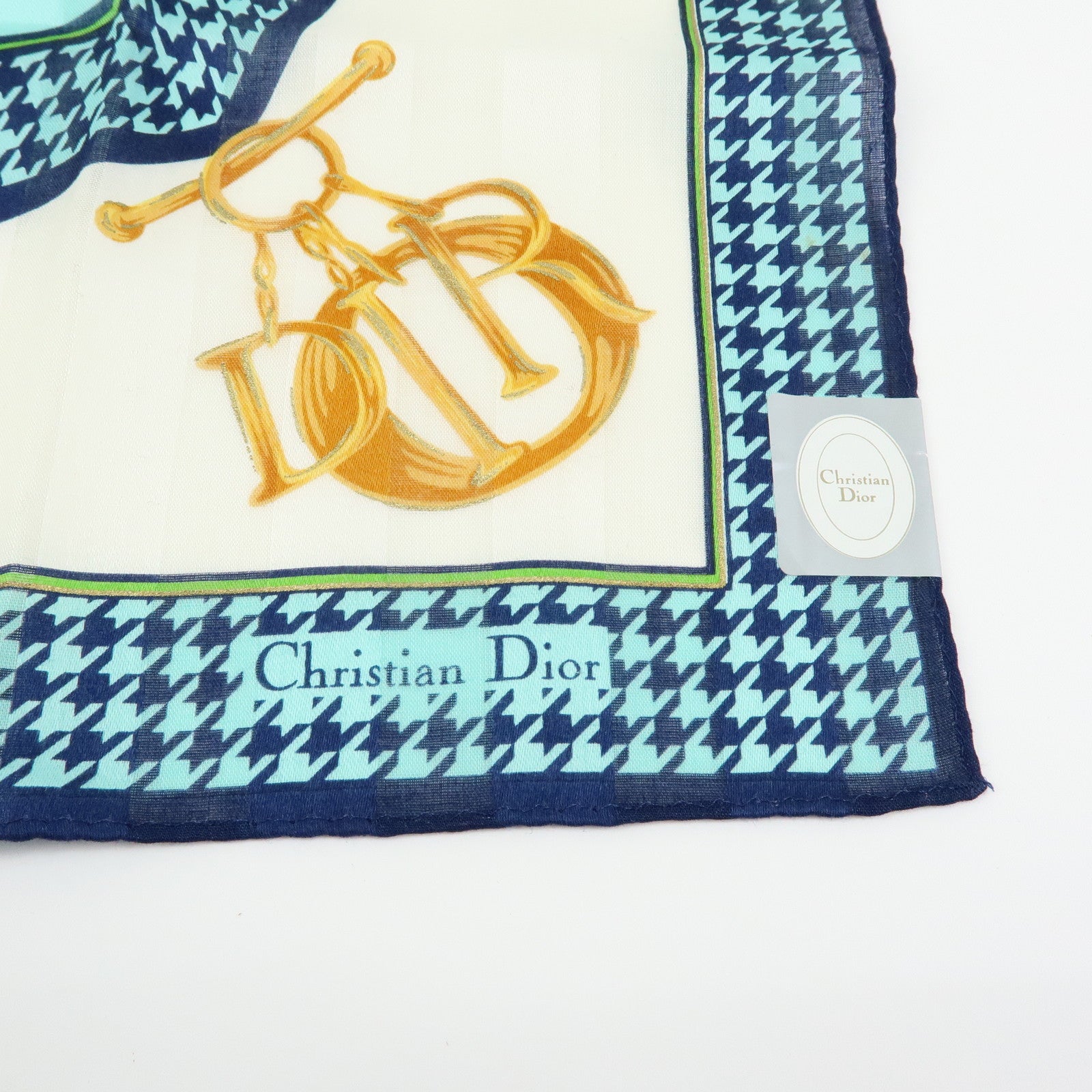 Christian Dior Set of 3 Cotton 100% Handkerchief Blue Yellow Navy