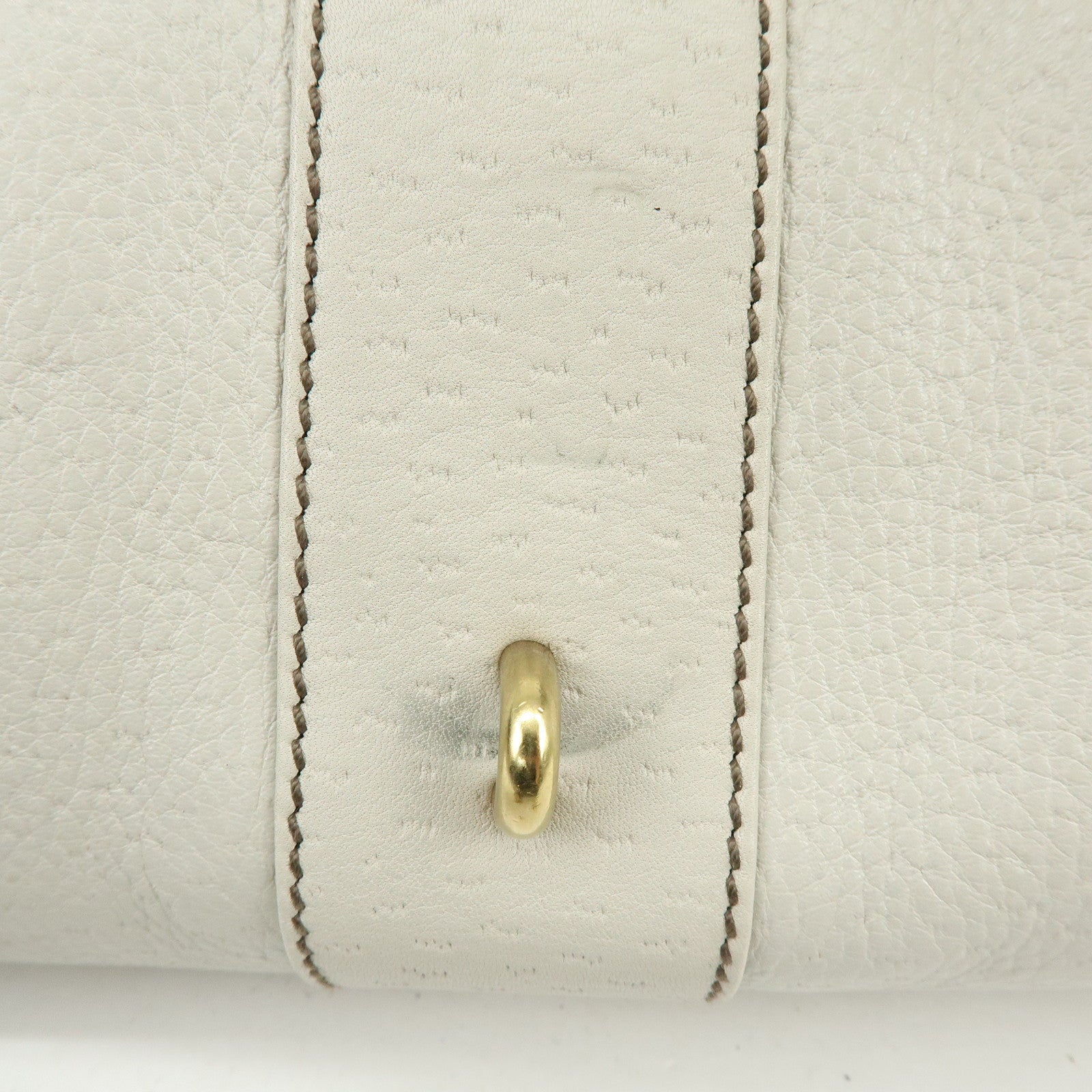 Ferragamo Gancini Leather Shoulder Bag Hand Bag Ivory