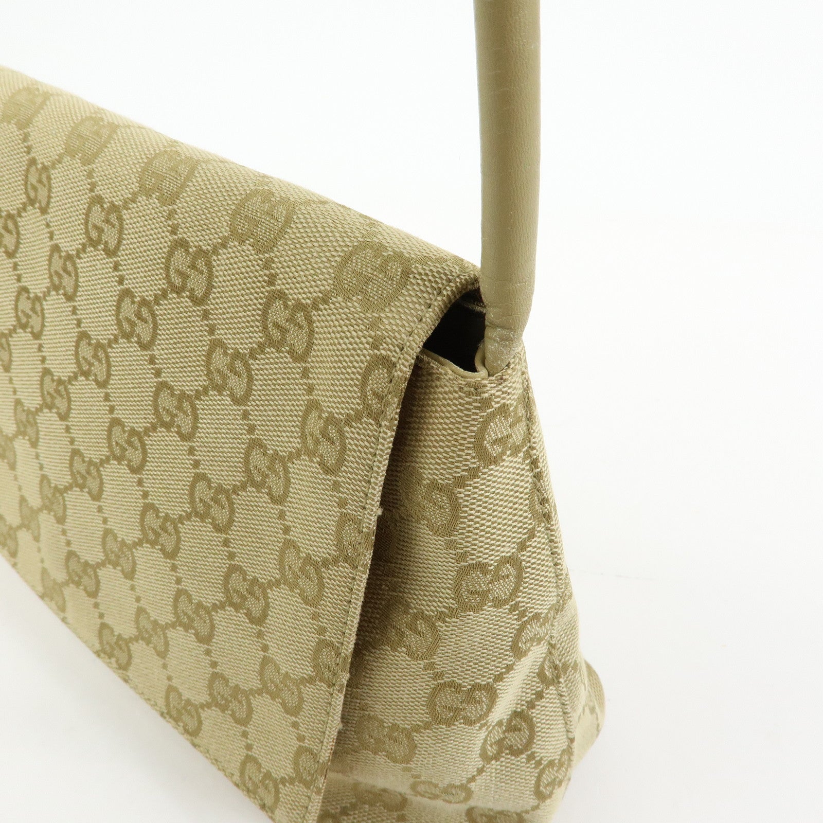 GUCCI GG Canvas Leather Shoulder Bag Hand Bag Beige 90646