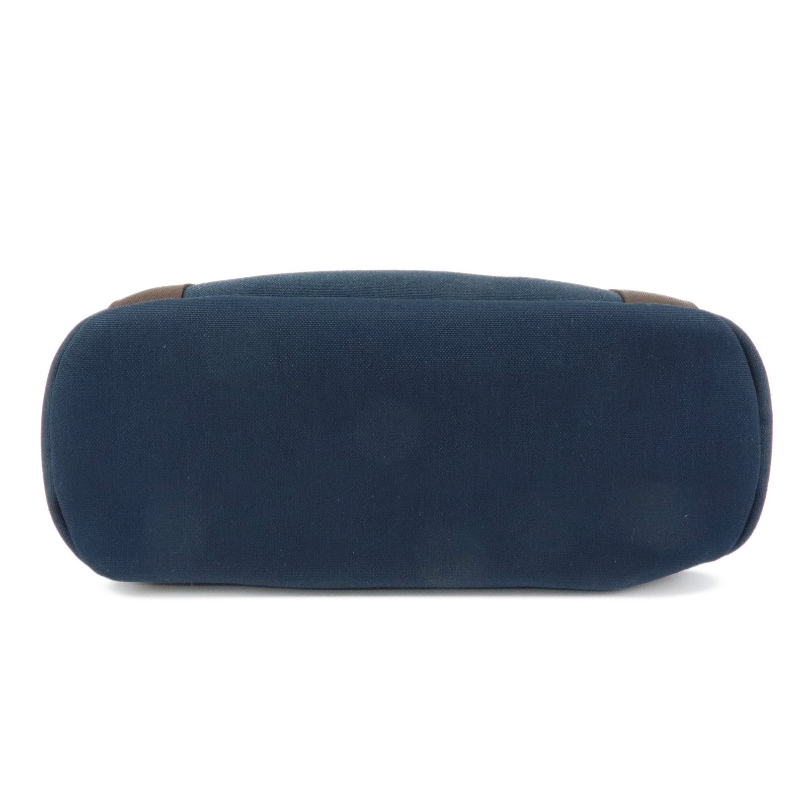 HERMES Sac de Pansage Groom Canvas 2Way Tote Hand Bag Navy Brown