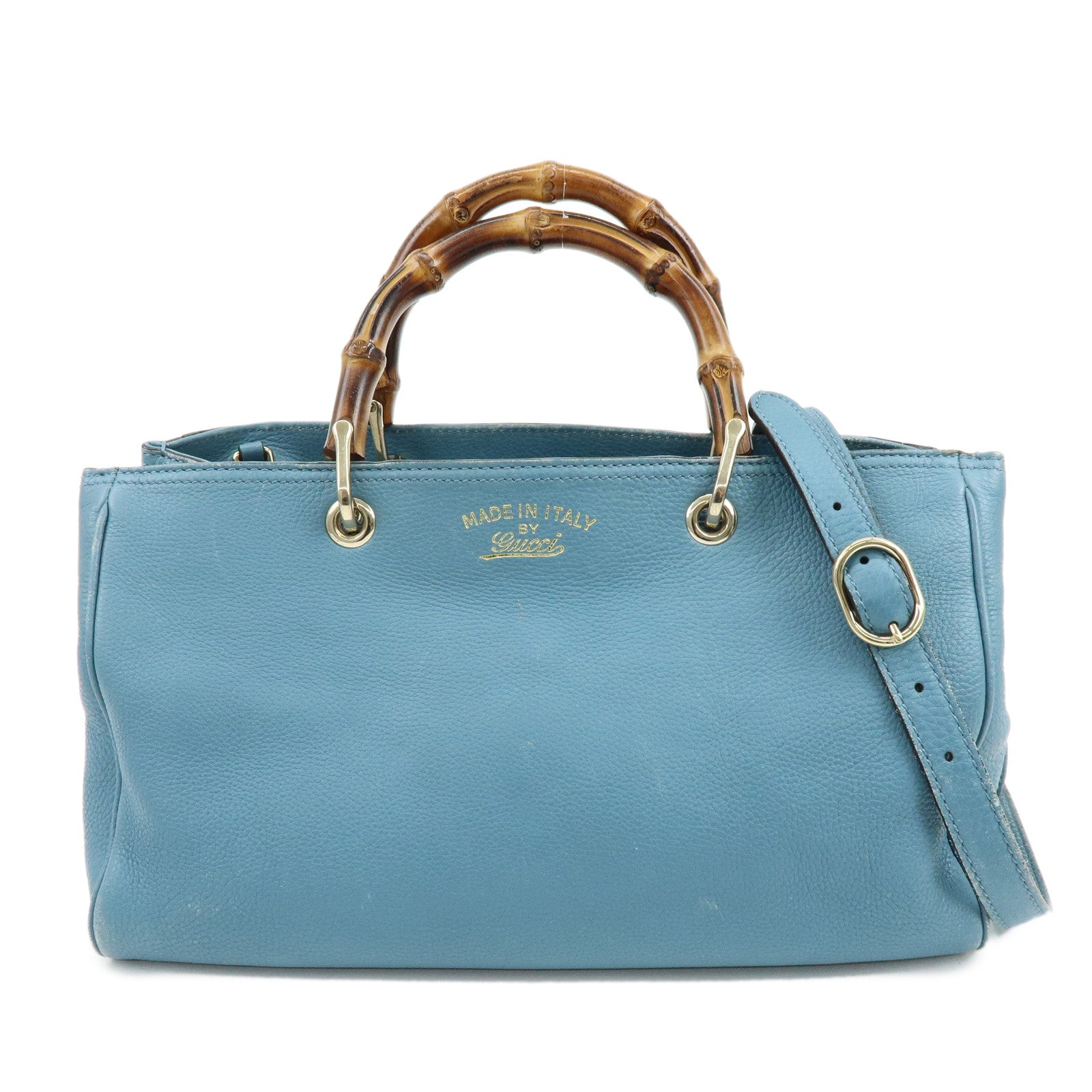 GUCCI Bamboo Leather Shopper Medium 2Way Bag Shoulder Bag 323660
