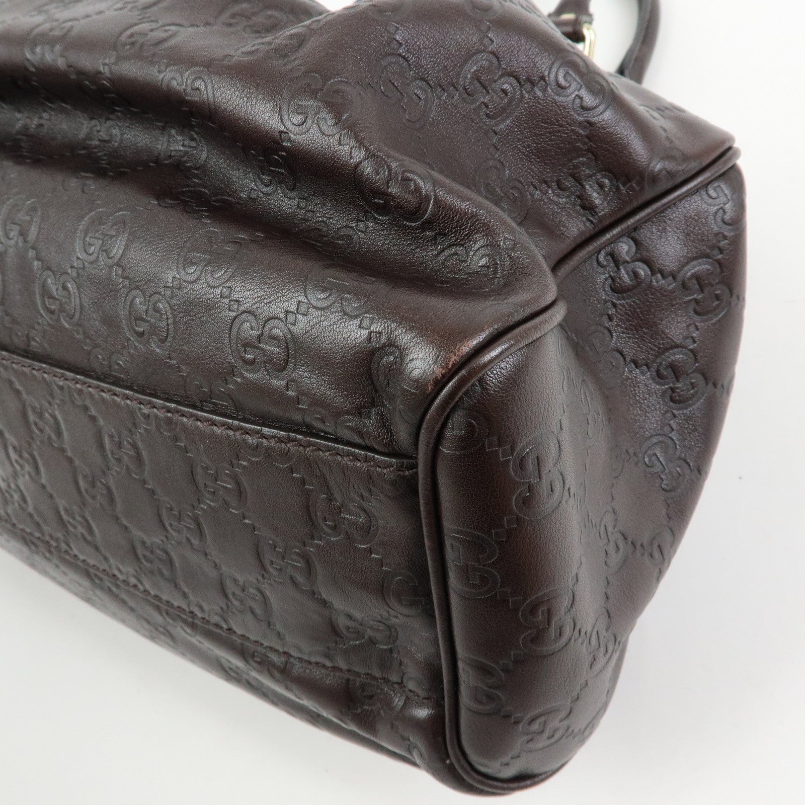 GUCCI Sukey Guccissima Leather Tote Bag Hand Bag Dark Brown 211944