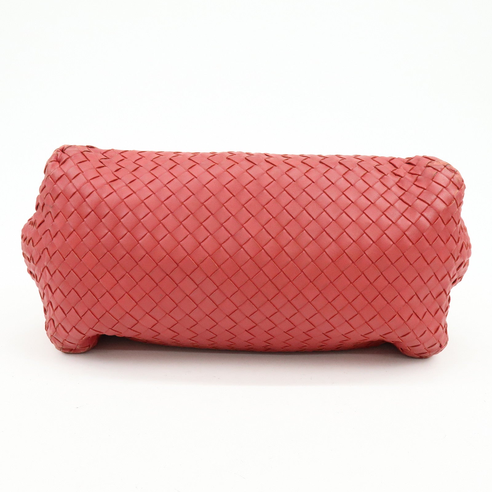 BOTTEGA VENETA Intrecciato Leather Tote Bag Shoulder Bag Red