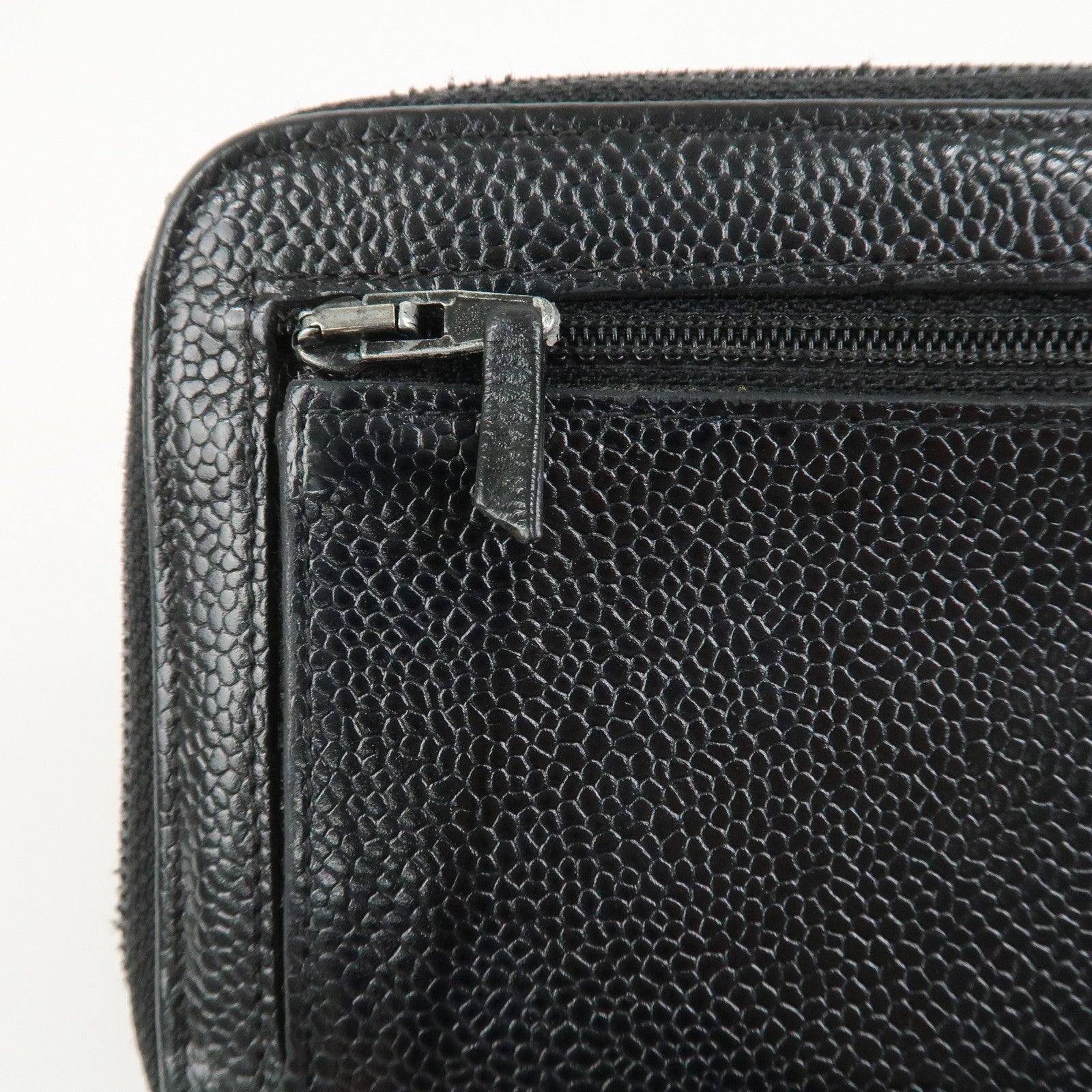 CHANEL COCO Mark Caviarskin Round Zippy Long Wallet Black A13228